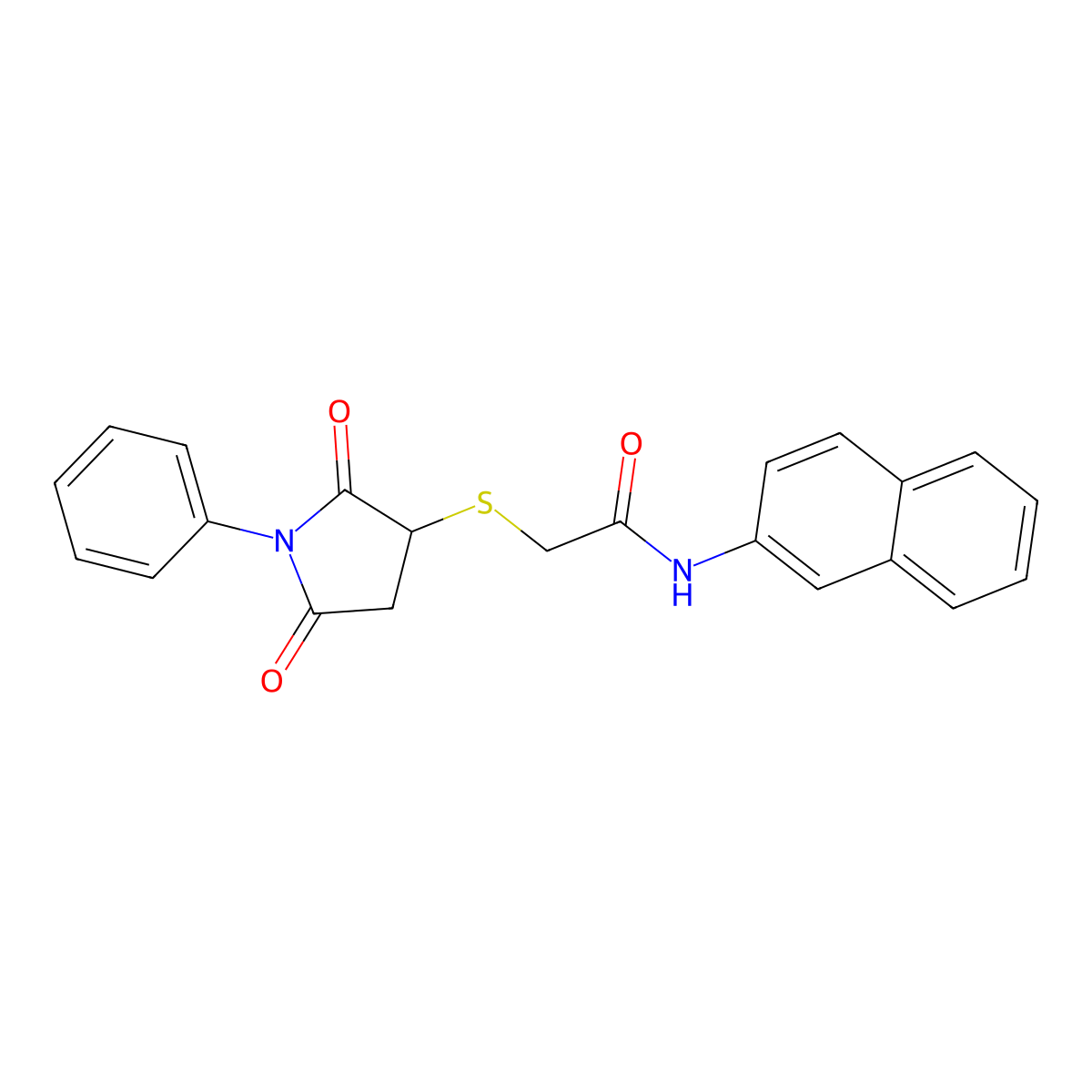 2-(2,5-dioxo-1-phenylpyrrolidin-3-yl)sulfanyl-N-naphthalen-2-ylacetamide molecular structure, CAS 519045-12-6