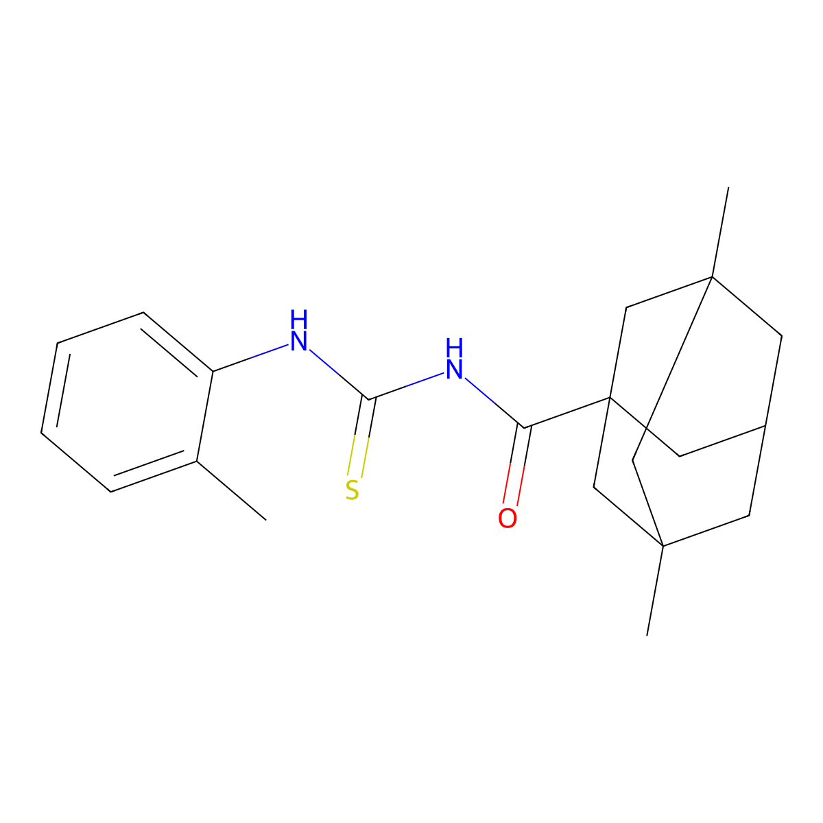 3,5-dimethyl-N-[(2-methylphenyl)carbamothioyl]adamantane-1-carboxamide molecular structure, CAS 519046-10-7
