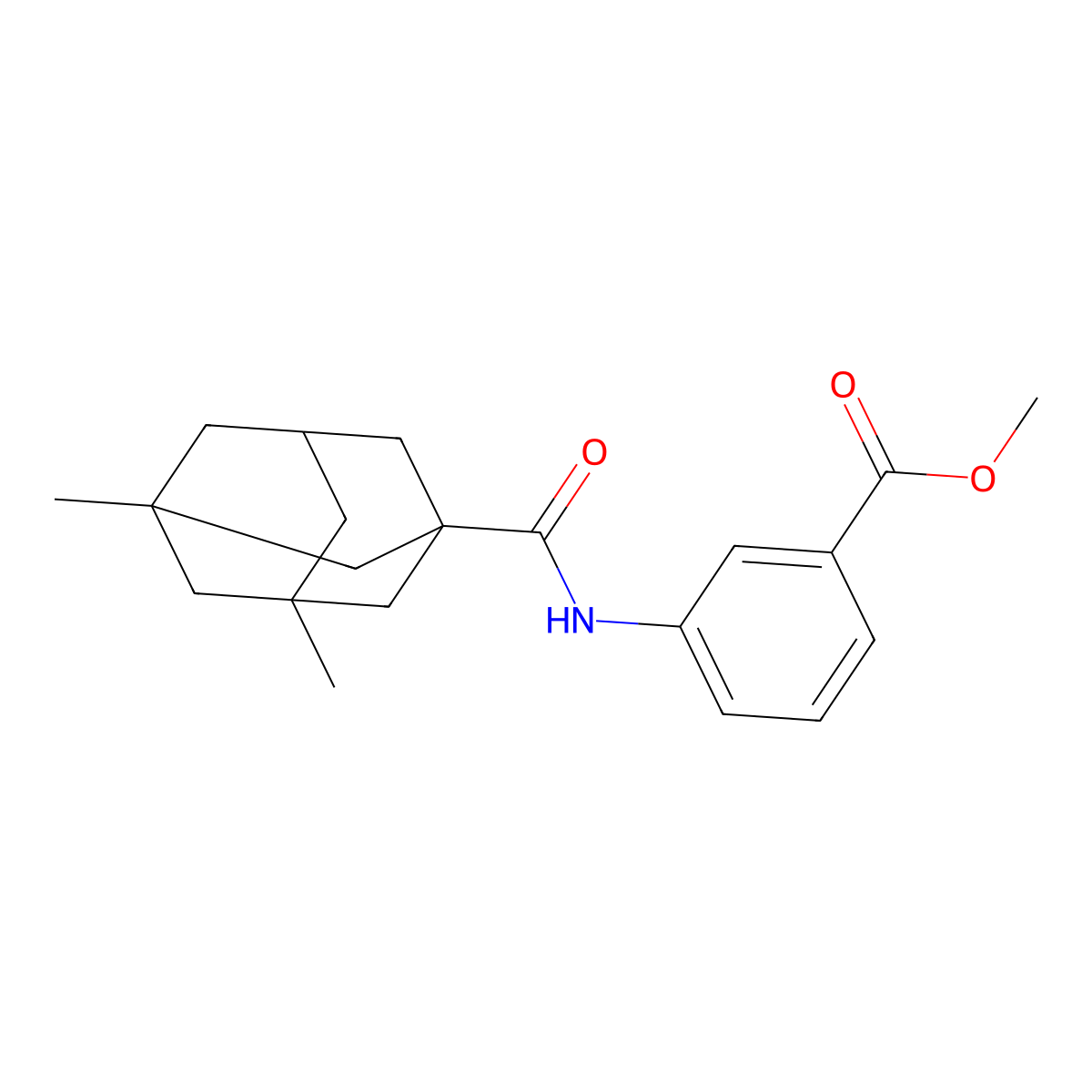 Methyl 3-(3,5-dimethyladamantane-1-amido)benzoate molecular structure, CAS 519046-15-2