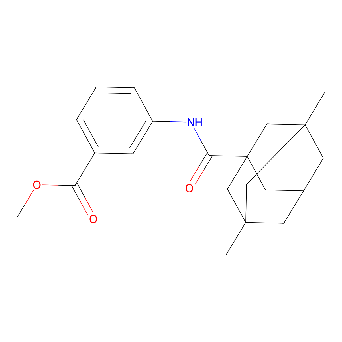 Methyl 3-(3,5-dimethyladamantane-1-amido)benzoate molecular structure, CAS 519046-15-2