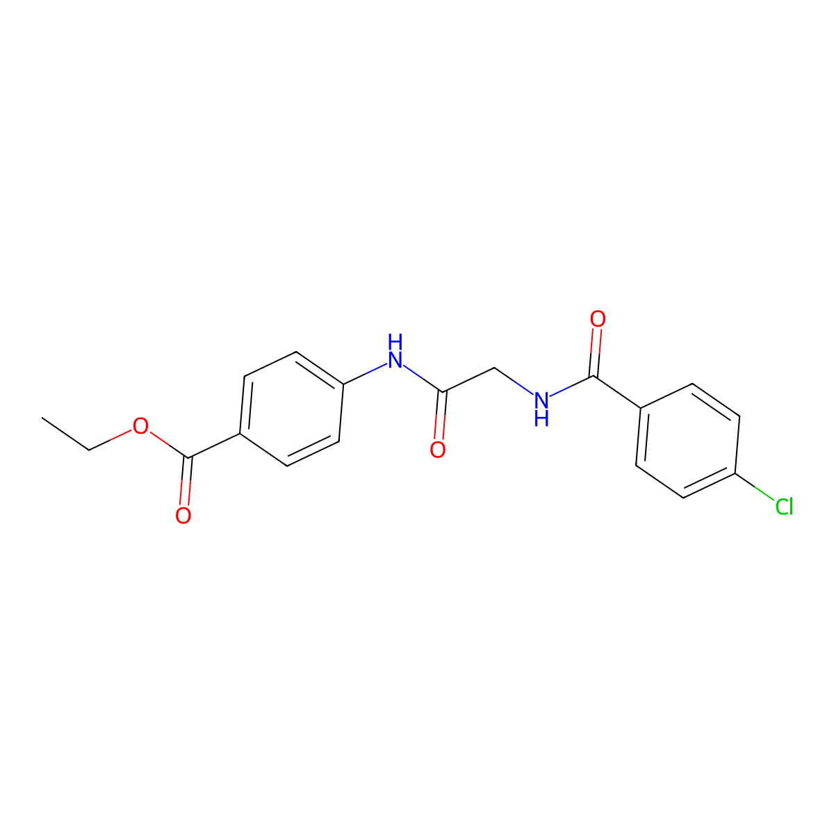 ethyl 4-{[N-(4-chlorobenzoyl)glycyl]amino}benzoate molecular structure, CAS 519046-42-5