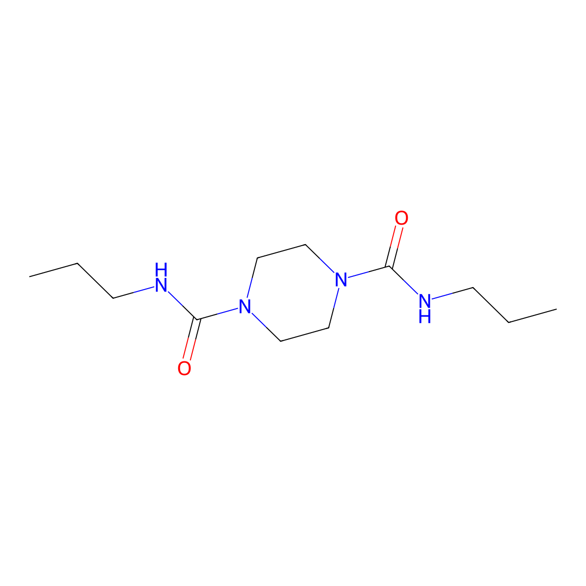 N,N'-dipropyl-1,4-piperazinedicarboxamide molecular structure, CAS 519046-49-2