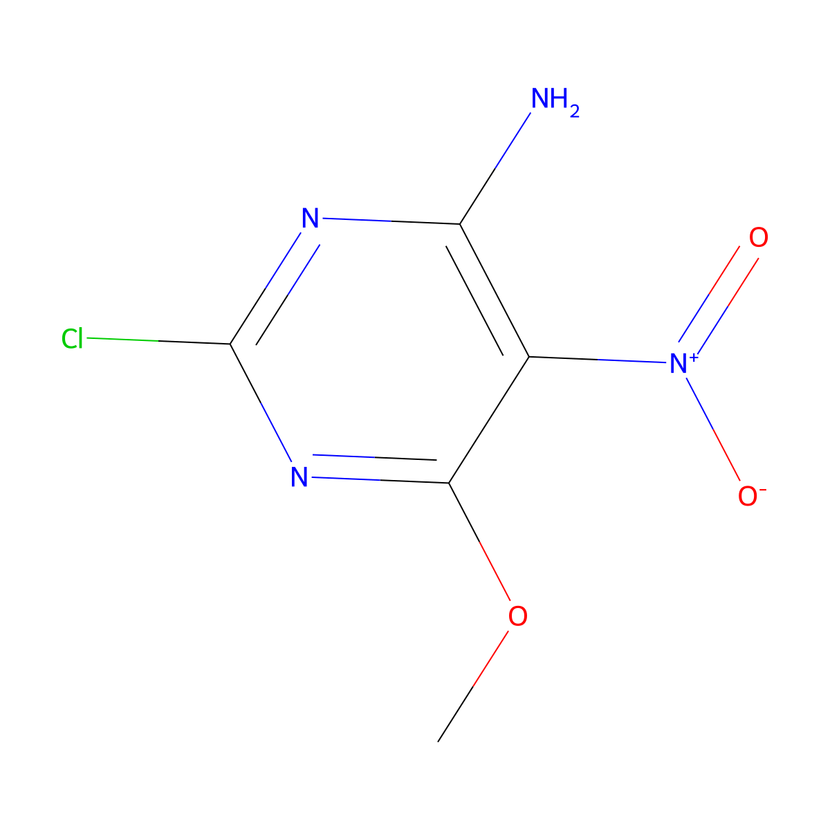 2-Chloro-6-methoxy-5-nitropyrimidin-4-amine molecular structure, CAS 519047-11-1