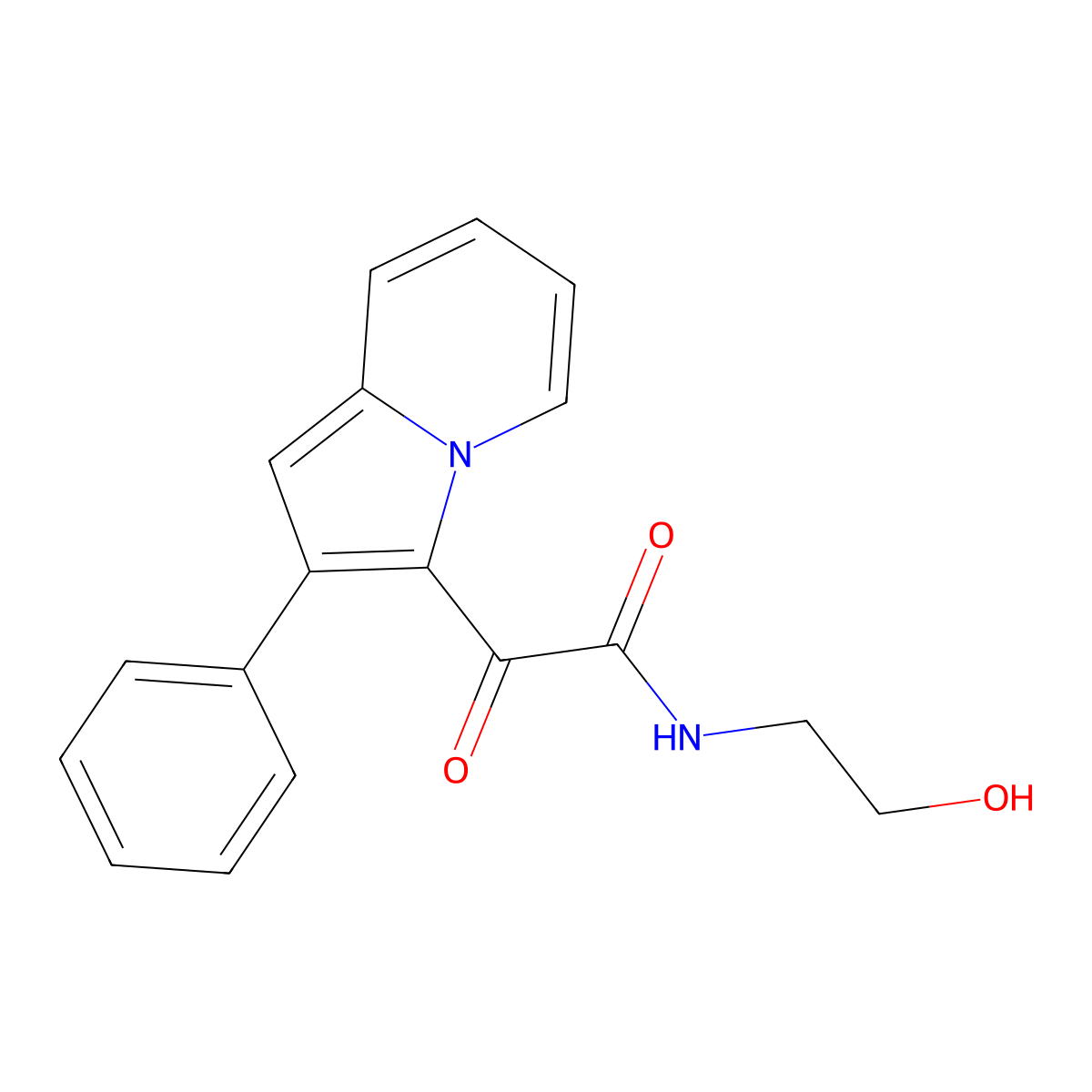 N-(2-hydroxyethyl)-2-oxo-2-(2-phenylindolizin-3-yl)acetamide molecular structure, CAS 519049-71-9
