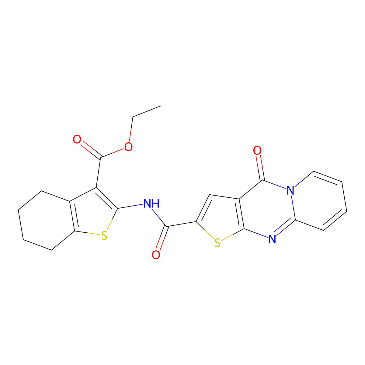 ethyl 2-(4-oxo-4H-pyrido[1,2-a]thieno[2,3-d]pyrimidine-2-carboxamido)-4,5,6,7-tetrahydrobenzo[b]thiophene-3-carboxylate molecular structure, CAS 519050-24-9