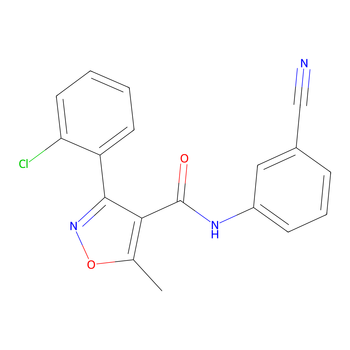 3-(2-chlorophenyl)-N-(3-cyanophenyl)-5-methyl-1,2-oxazole-4-carboxamide molecular structure, CAS 519050-46-5