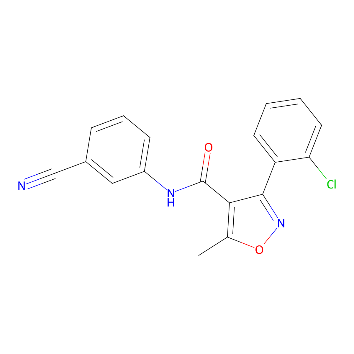 3-(2-chlorophenyl)-N-(3-cyanophenyl)-5-methyl-1,2-oxazole-4-carboxamide molecular structure, CAS 519050-46-5