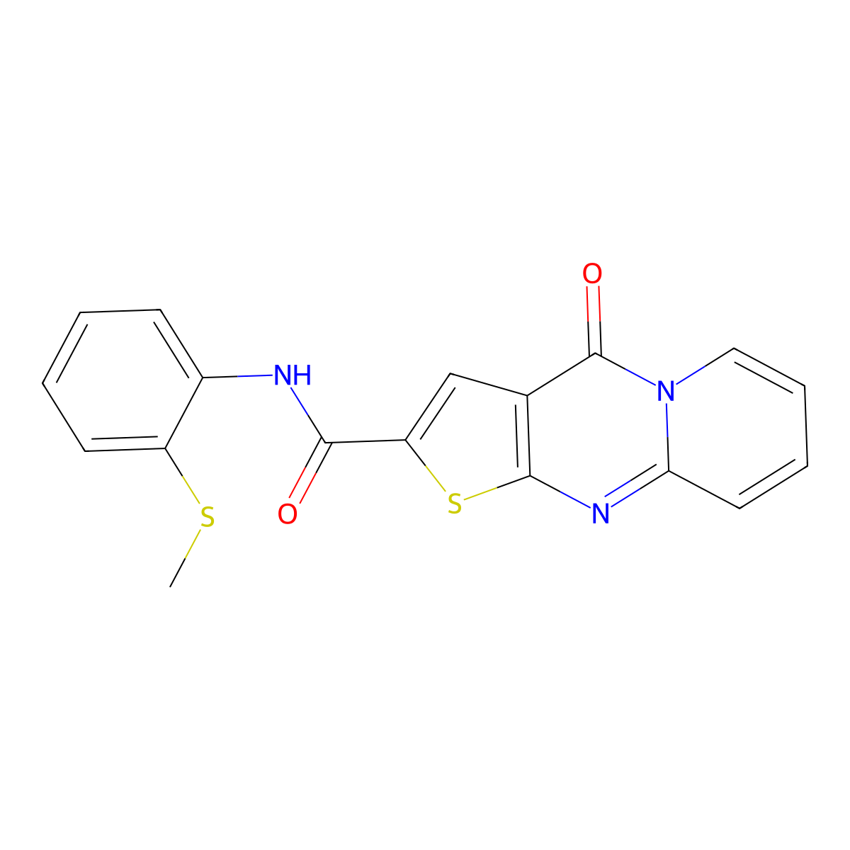 4H-Pyrido[1,2-a]thieno[2,3-d]pyrimidine-2-carboxamide, N-[2-(methylthio)phenyl]-4-oxo- molecular structure, CAS 519050-47-6