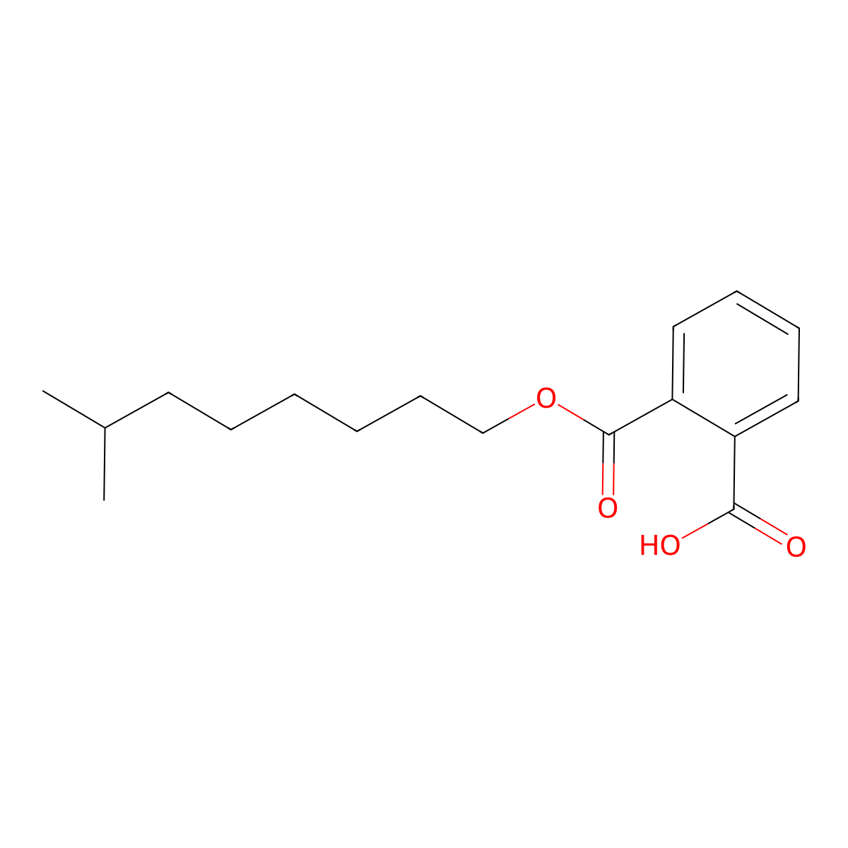 Monoisononyl phthalate molecular structure, CAS 519056-28-1