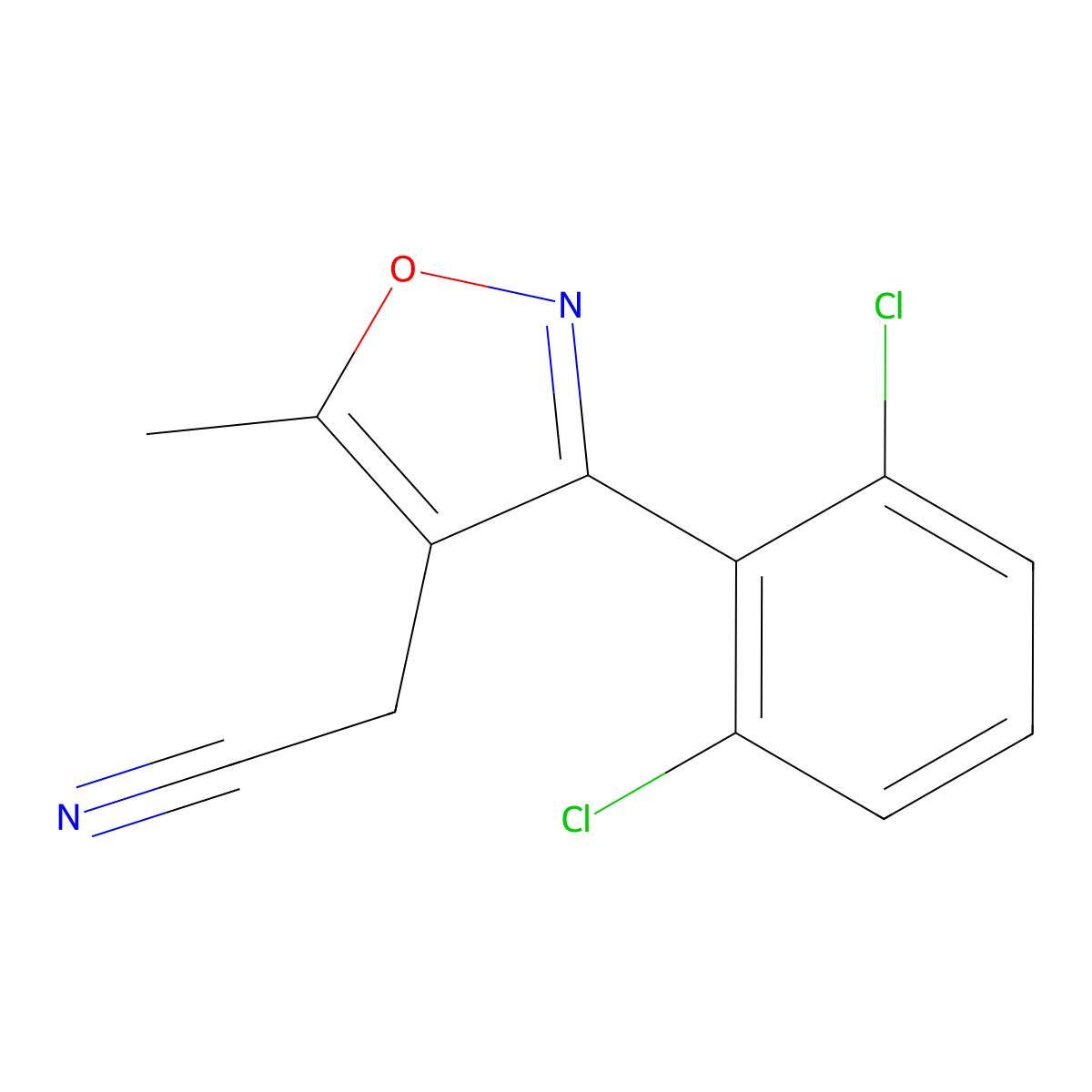 2-(3-(2,6-Dichlorophenyl)-5-methylisoxazol-4-yl)acetonitrile molecular structure, CAS 519056-44-1