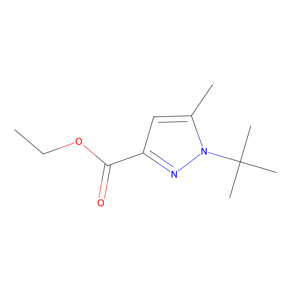Ethyl 1-tert-butyl-5-methyl-1H-pyrazole-3-carboxylate molecular structure, CAS 519056-54-3