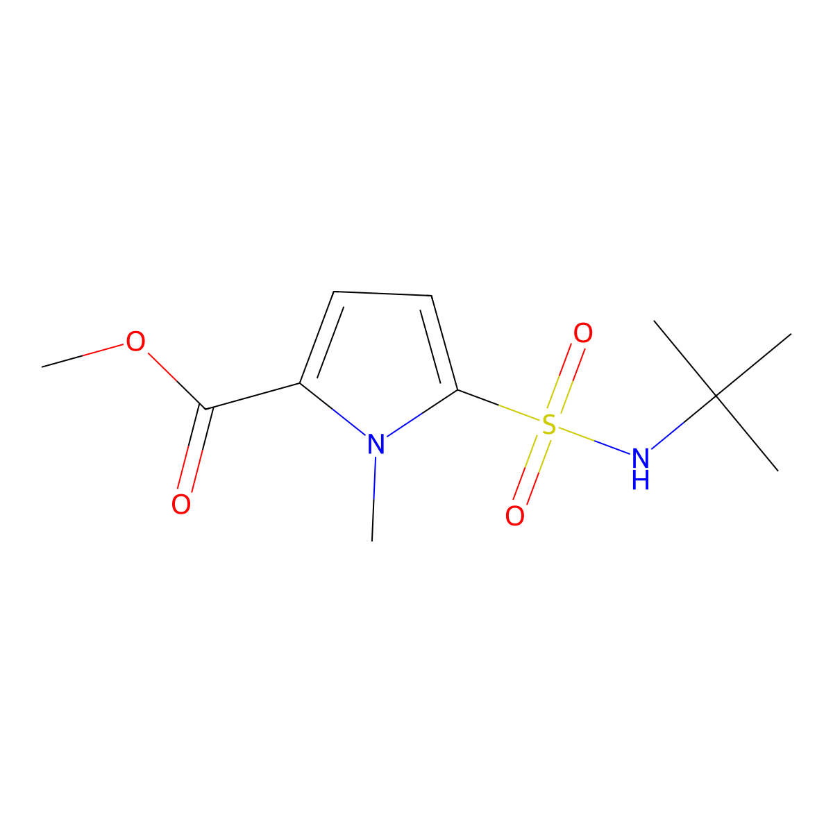 Methyl 5-[[(1,1-dimethylethyl)amino]sulfonyl]-1-methyl-1H-pyrrole-2-carboxylate molecular structure, CAS 519056-59-8