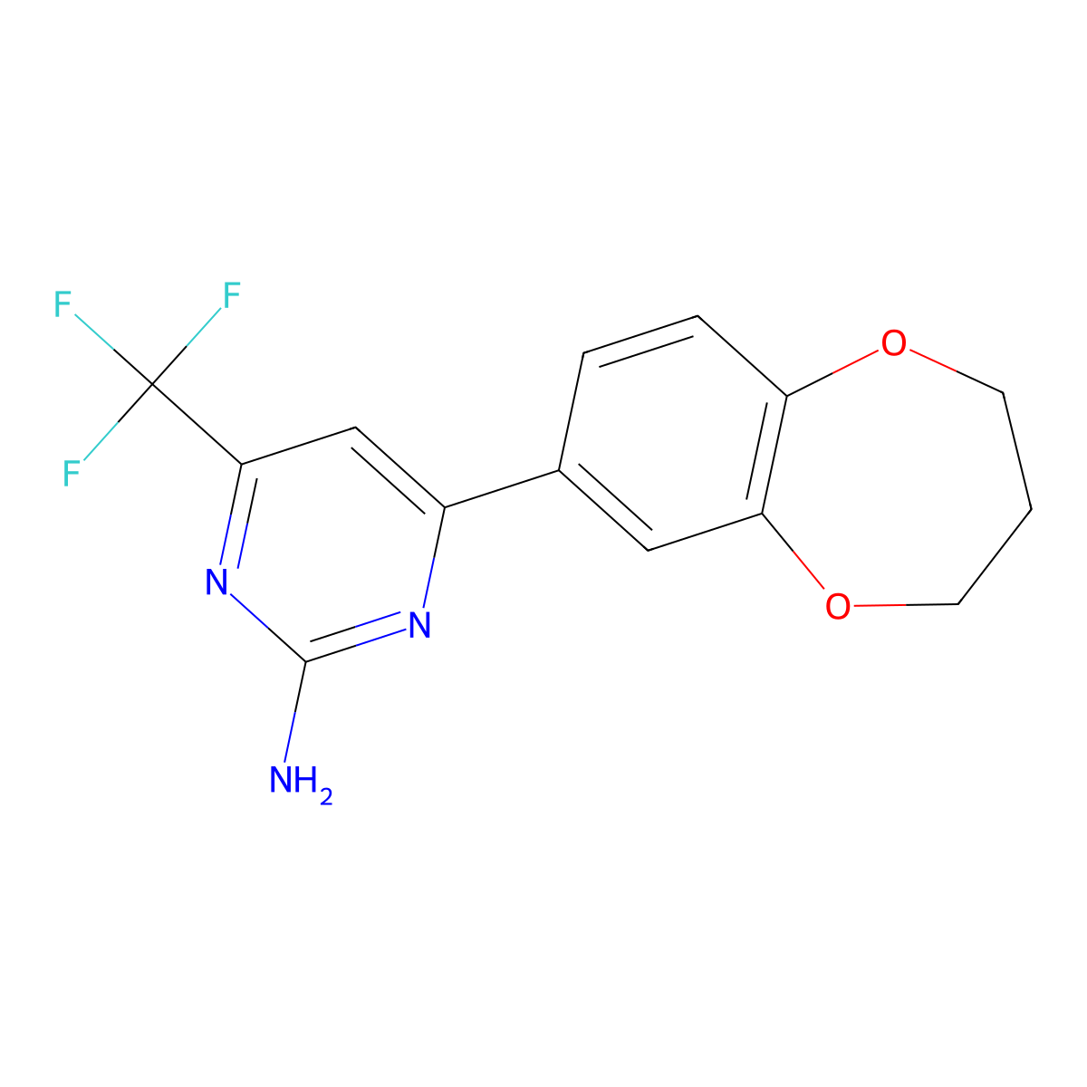 4-(3,4-dihydro-2H-1,5-benzodioxepin-7-yl)-6-(trifluoromethyl)pyrimidin-2-amine molecular structure, CAS 519056-64-5