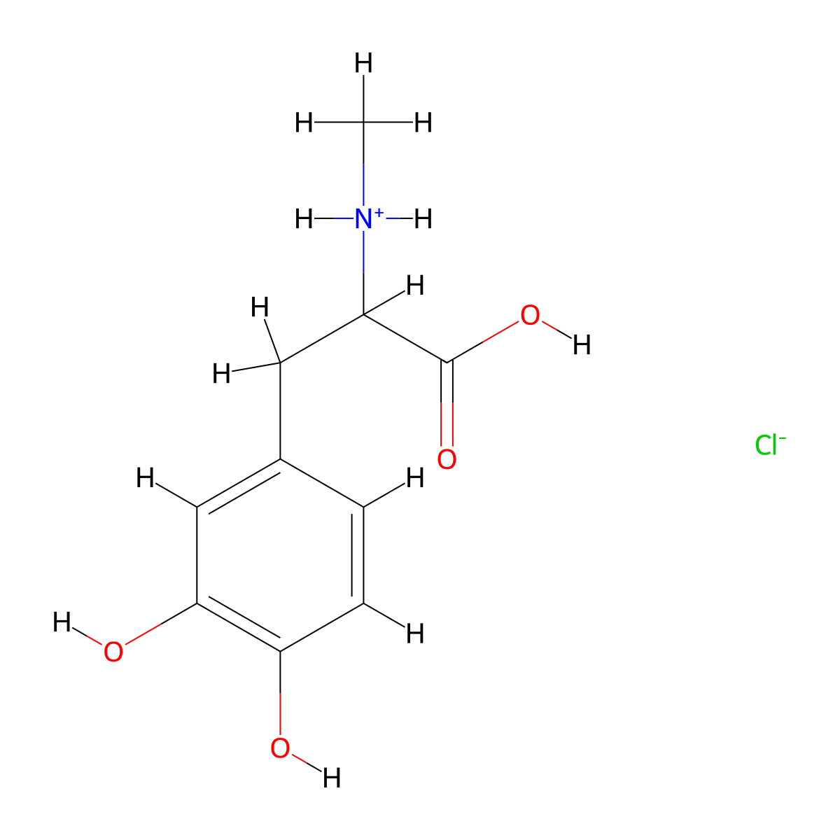 3-Hydroxy-N-methyltyrosine--hydrogen chloride (1/1) molecular structure, CAS 51912-15-3
