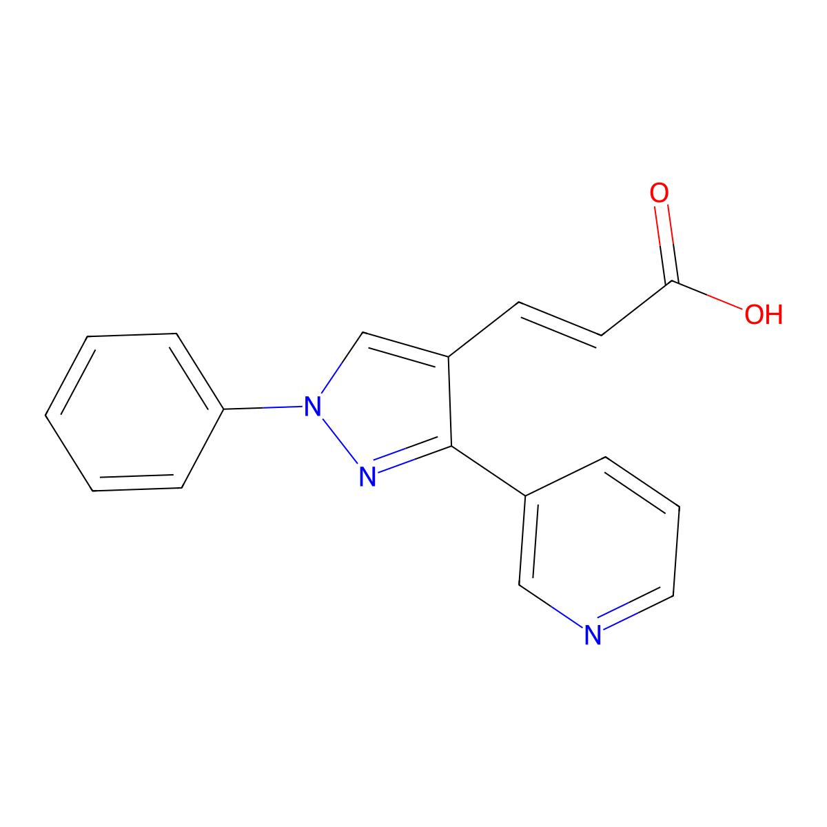 3-[1-phenyl-3-(pyridin-3-yl)-1H-pyrazol-4-yl]prop-2-enoic acid molecular structure, CAS 519137-45-2