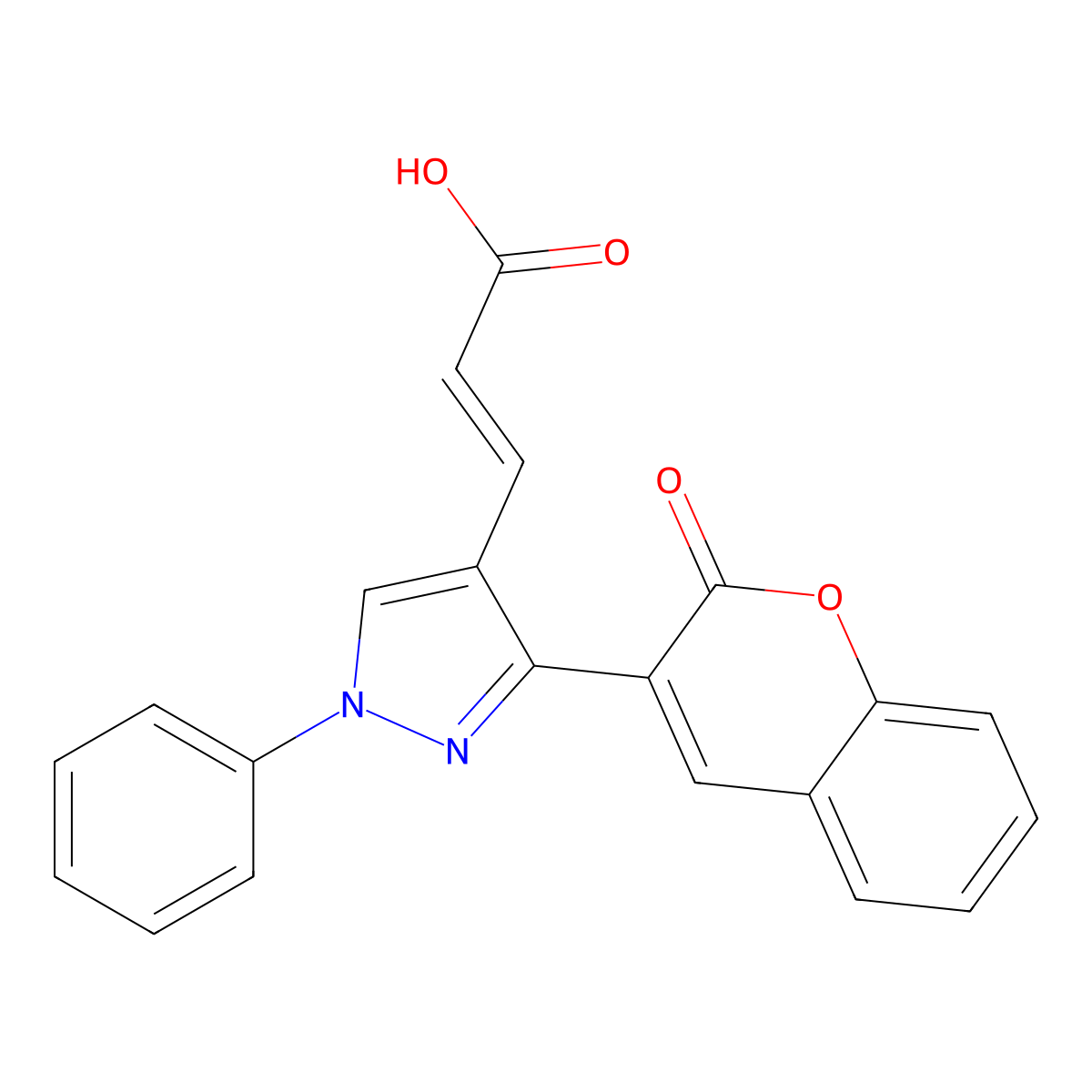 3-[3-(2-oxo-2H-chromen-3-yl)-1-phenyl-1H-pyrazol-4-yl]prop-2-enoic acid molecular structure, CAS 519137-46-3