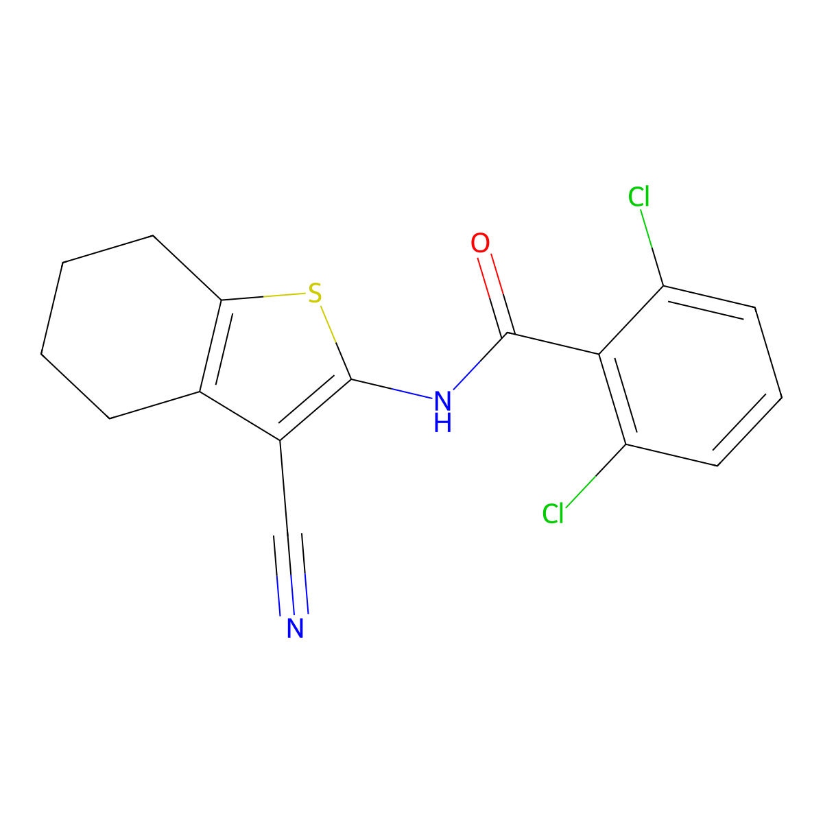 2,6-dichloro-N-(3-cyano-4,5,6,7-tetrahydro-1-benzothiophen-2-yl)benzamide molecular structure, CAS 519145-65-4