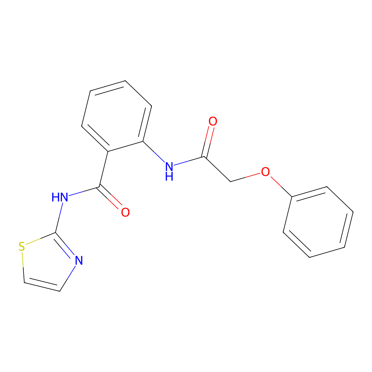 2-[(phenoxyacetyl)amino]-N-(1,3-thiazol-2-yl)benzamide molecular structure, CAS 519147-34-3