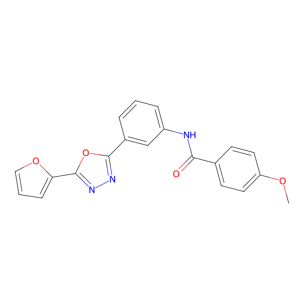 N-{3-[5-(2-furyl)-1,3,4-oxadiazol-2-yl]phenyl}-4-methoxybenzamide molecular structure, CAS 519147-45-6