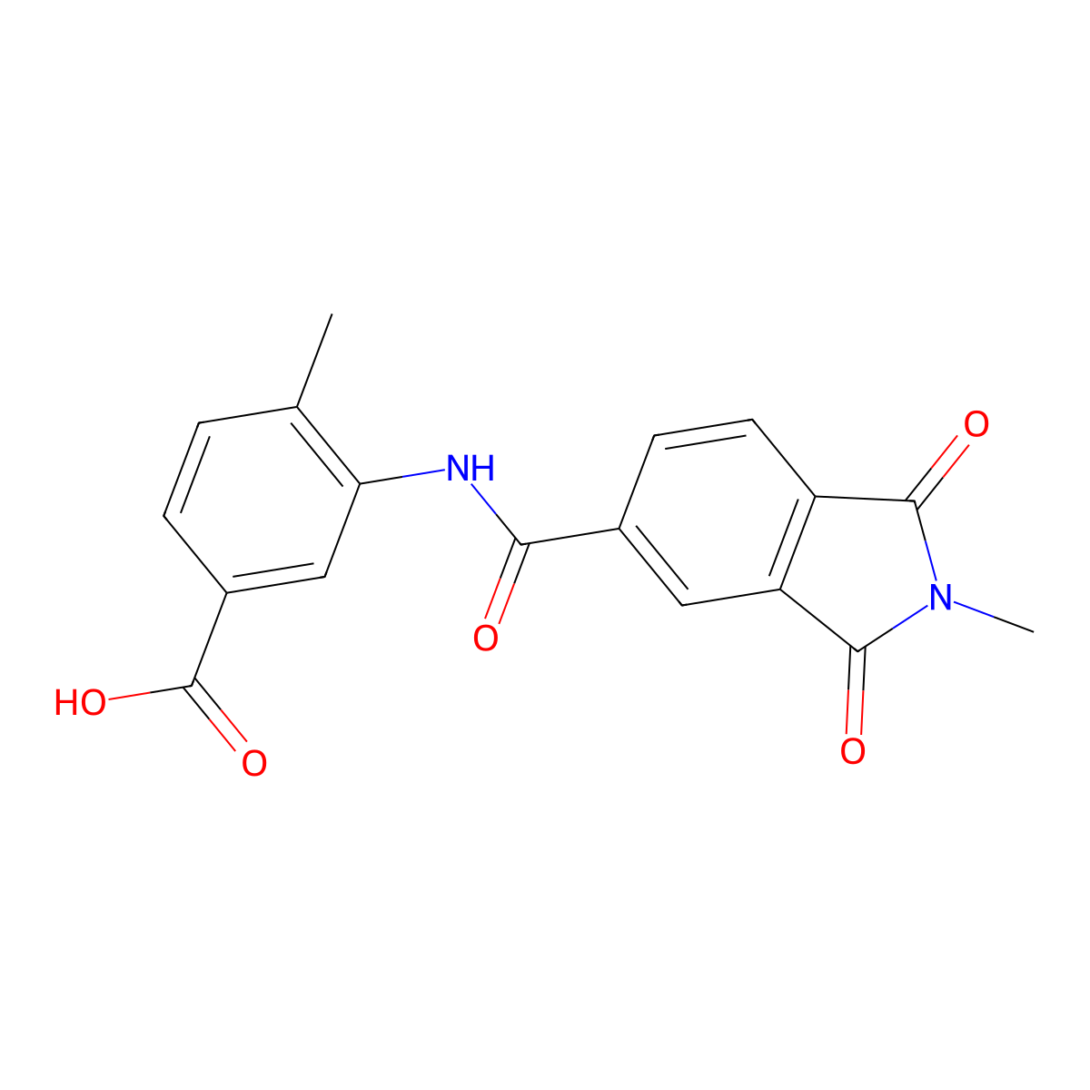 4-methyl-3-{[(2-methyl-1,3-dioxo-2,3-dihydro-1H-isoindol-5-yl)carbonyl]amino}benzoic acid molecular structure, CAS 519147-49-0