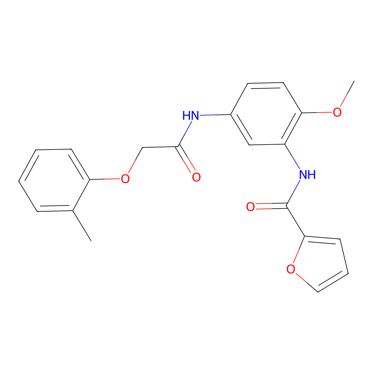 N-[2-methoxy-5-[[2-(2-methylphenoxy)acetyl]amino]phenyl]furan-2-carboxamide molecular structure, CAS 519147-55-8