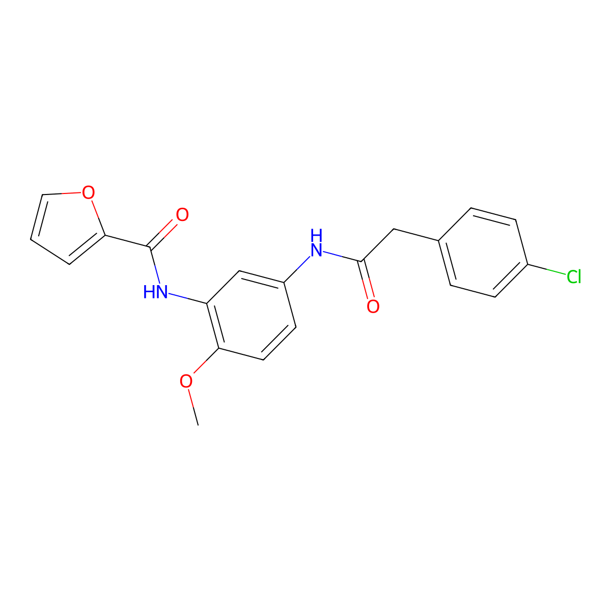 N-(5-{[(4-chlorophenyl)acetyl]amino}-2-methoxyphenyl)-2-furamide molecular structure, CAS 519147-56-9