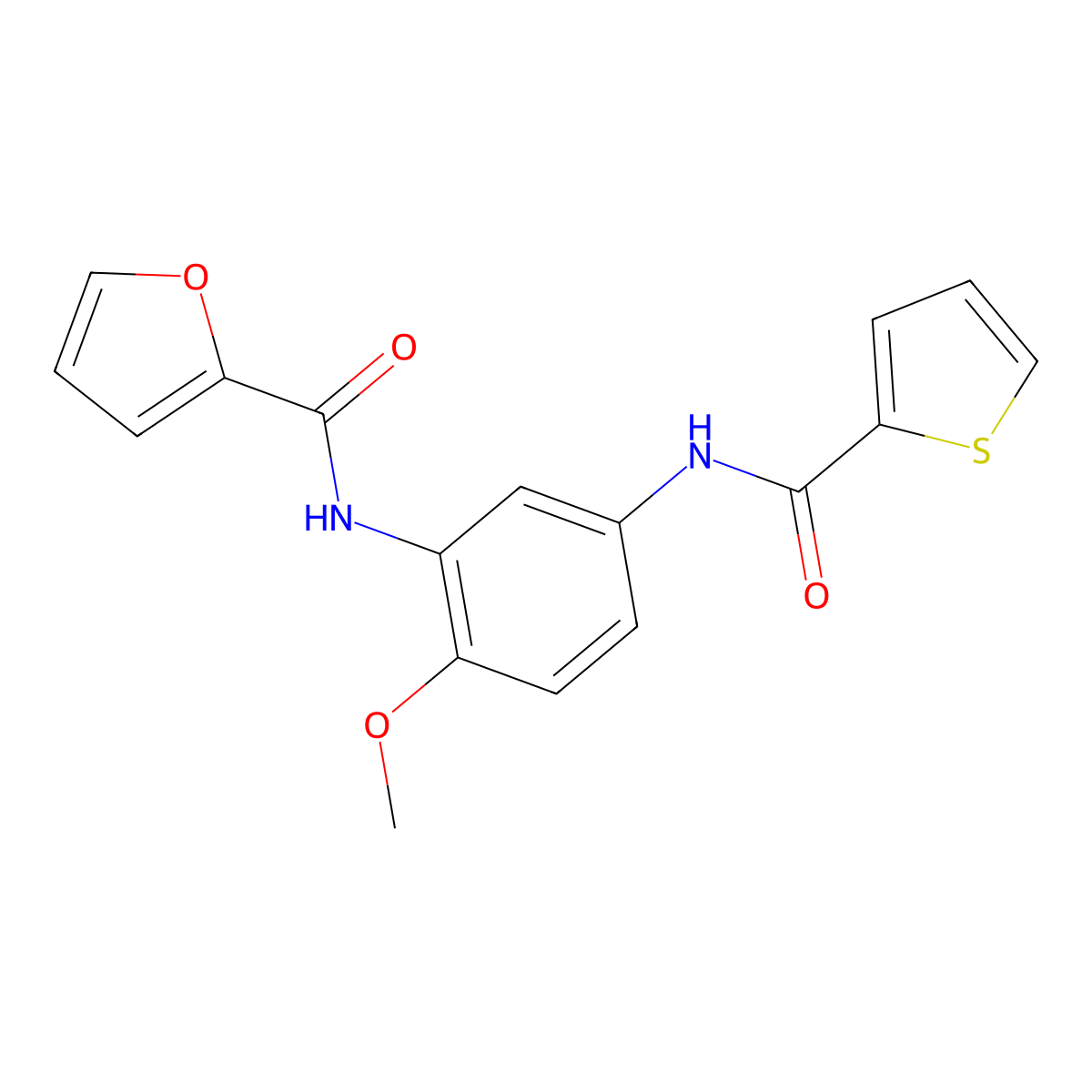 N-{2-methoxy-5-[(2-thienylcarbonyl)amino]phenyl}-2-furamide molecular structure, CAS 519147-57-0