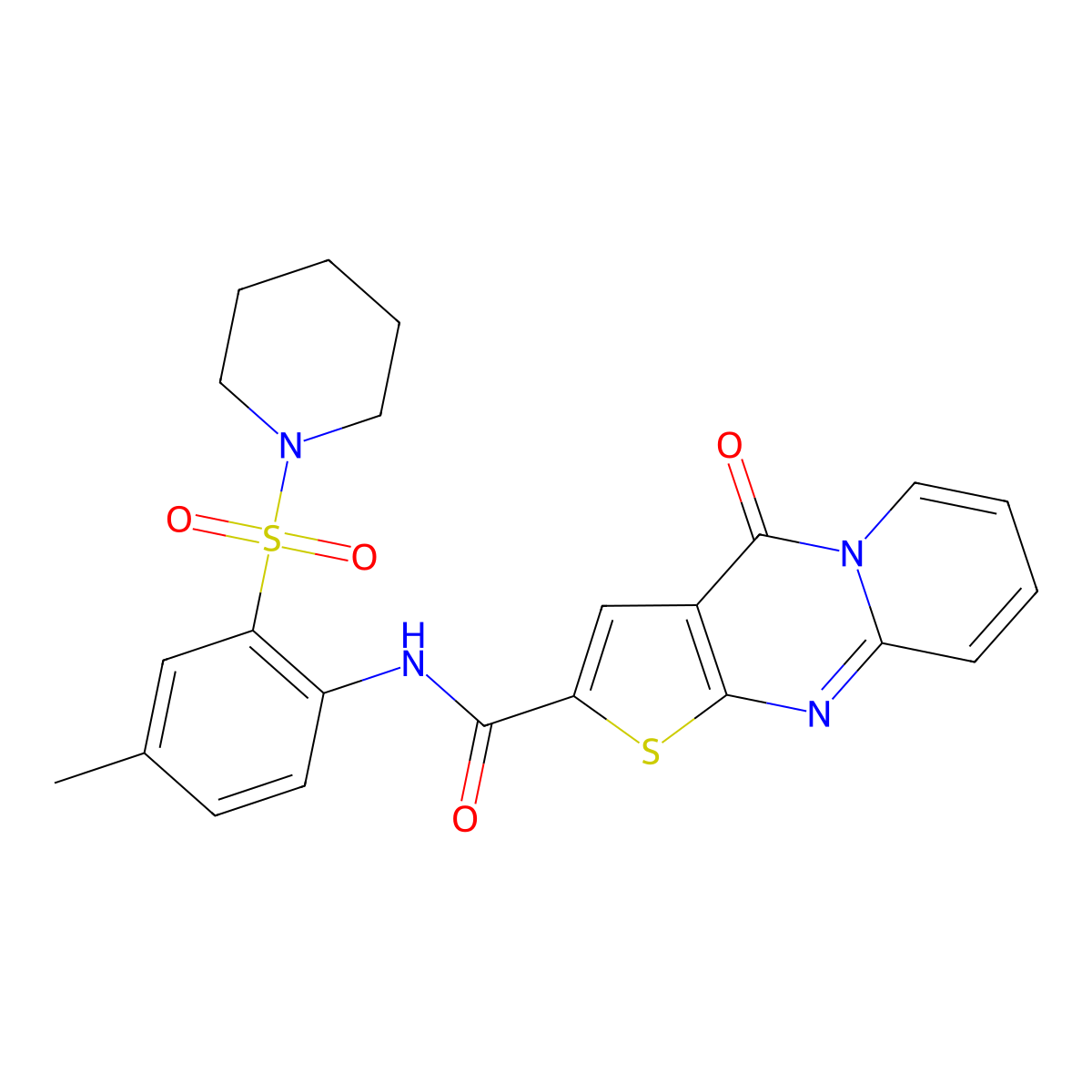 N-[4-methyl-2-(piperidine-1-sulfonyl)phenyl]-2-oxo-6-thia-1,8-diazatricyclo[7.4.0.0^{3,7}]trideca-3(7),4,8,10,12-pentaene-5-carboxamide molecular structure, CAS 519149-04-3