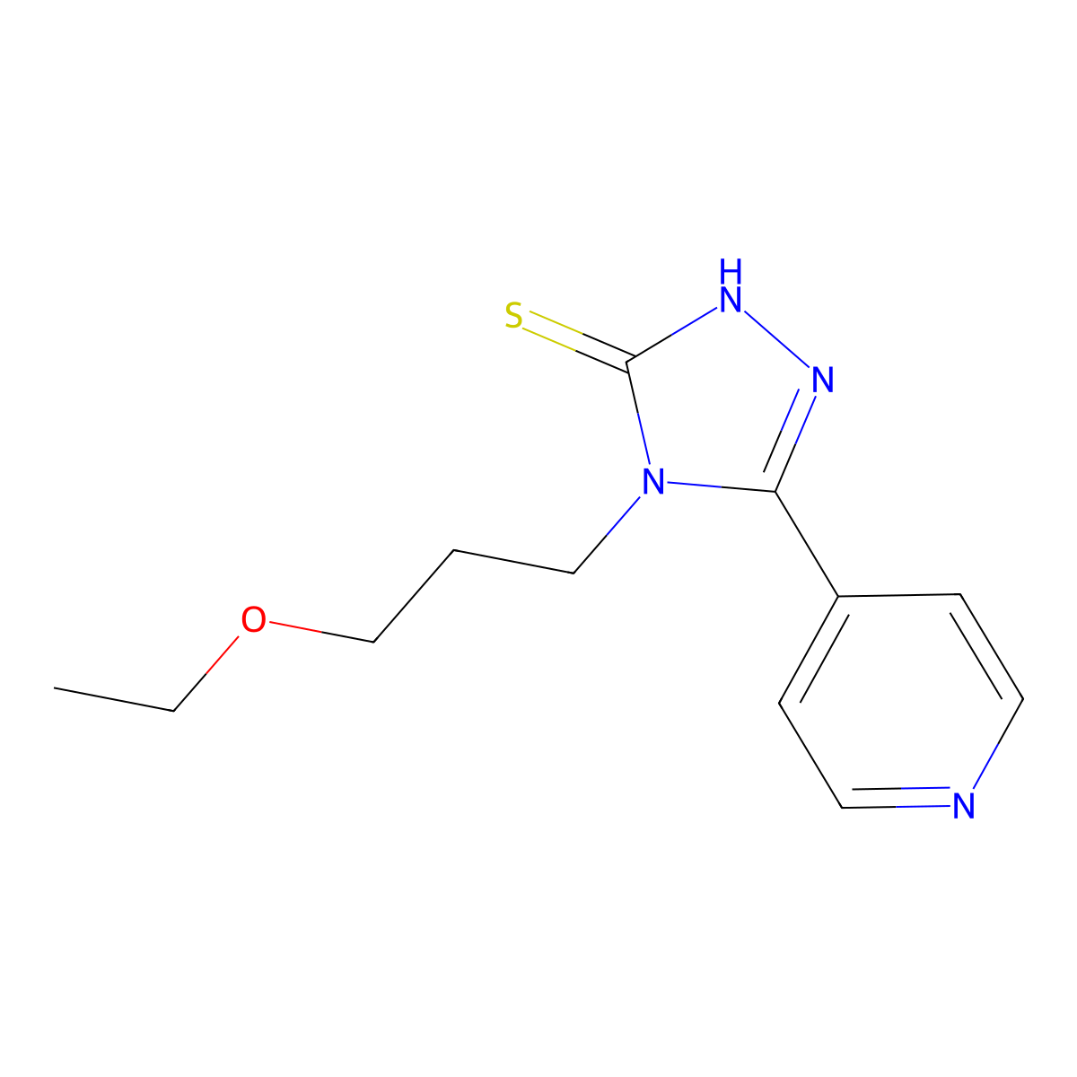 4-(3-ethoxypropyl)-5-(pyridin-4-yl)-4H-1,2,4-triazole-3-thiol molecular structure, CAS 519150-20-0