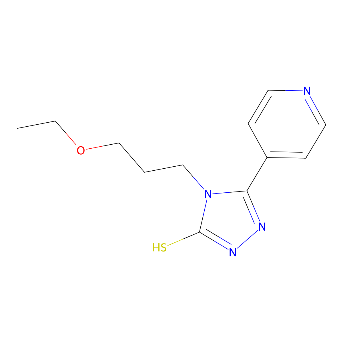 4-(3-ethoxypropyl)-5-(pyridin-4-yl)-4H-1,2,4-triazole-3-thiol molecular structure, CAS 519150-20-0