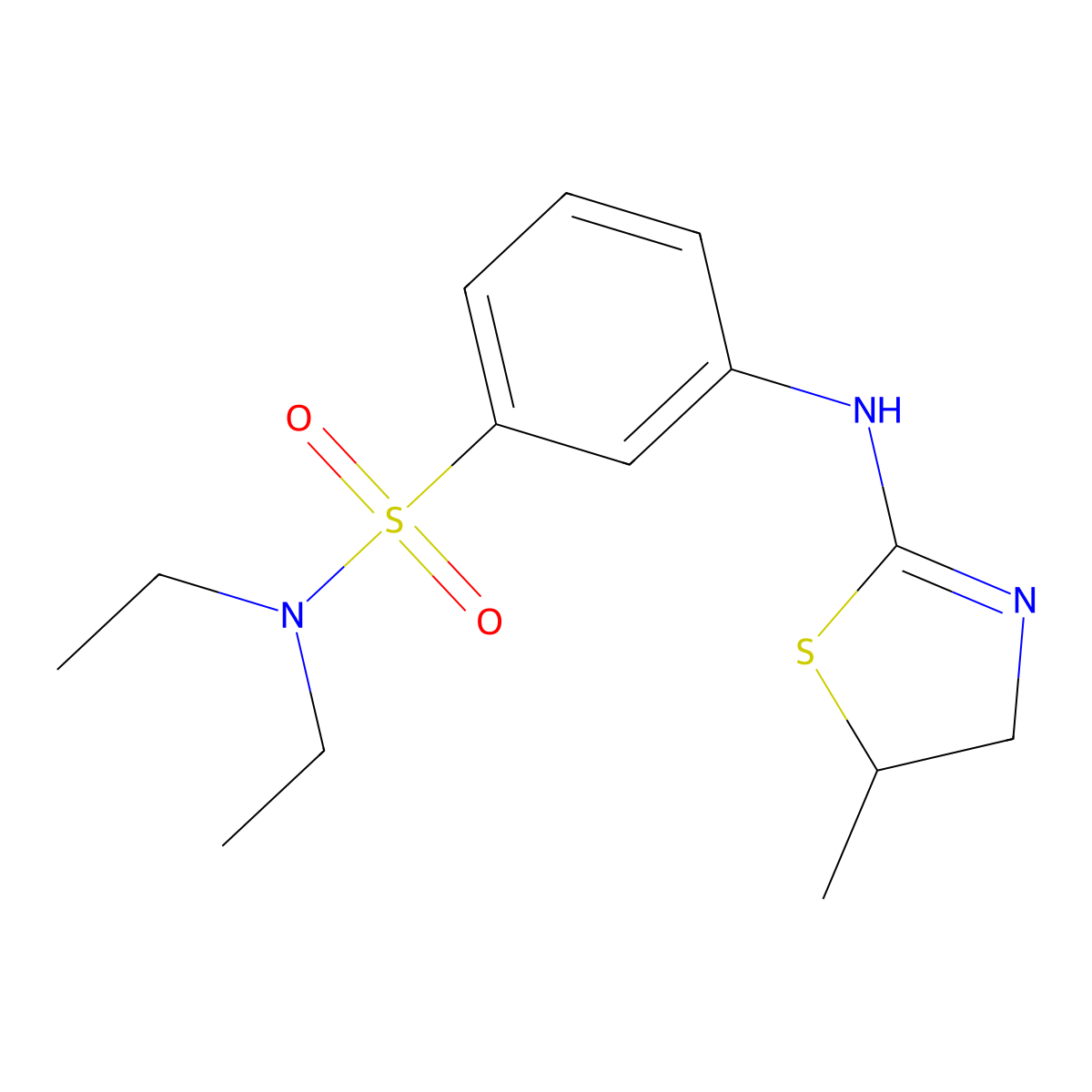 N,N-diethyl-3-[(5-methyl-4,5-dihydro-1,3-thiazol-2-yl)amino]benzene-1-sulfonamide molecular structure, CAS 519150-24-4