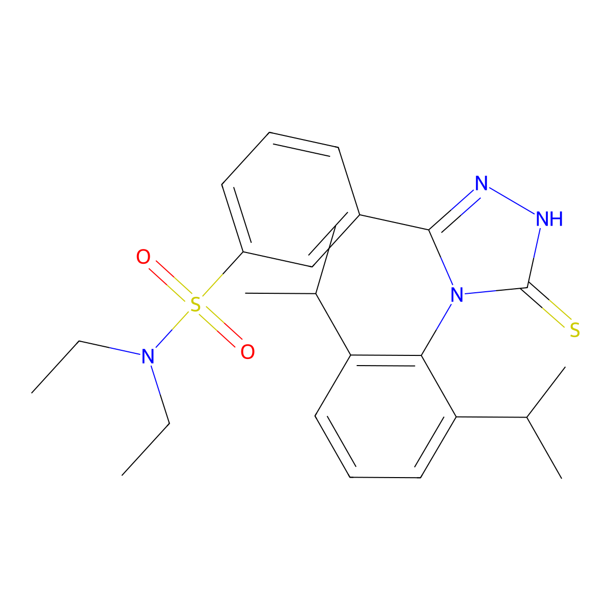 3-{4-[2,6-bis(propan-2-yl)phenyl]-5-sulfanyl-4H-1,2,4-triazol-3-yl}-N,N-diethylbenzene-1-sulfonamide molecular structure, CAS 519150-25-5