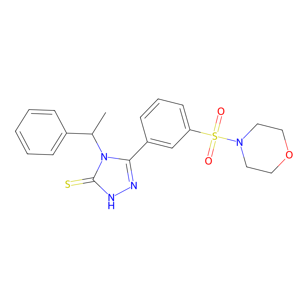 5-[3-(morpholine-4-sulfonyl)phenyl]-4-(1-phenylethyl)-4H-1,2,4-triazole-3-thiol molecular structure, CAS 519150-57-3