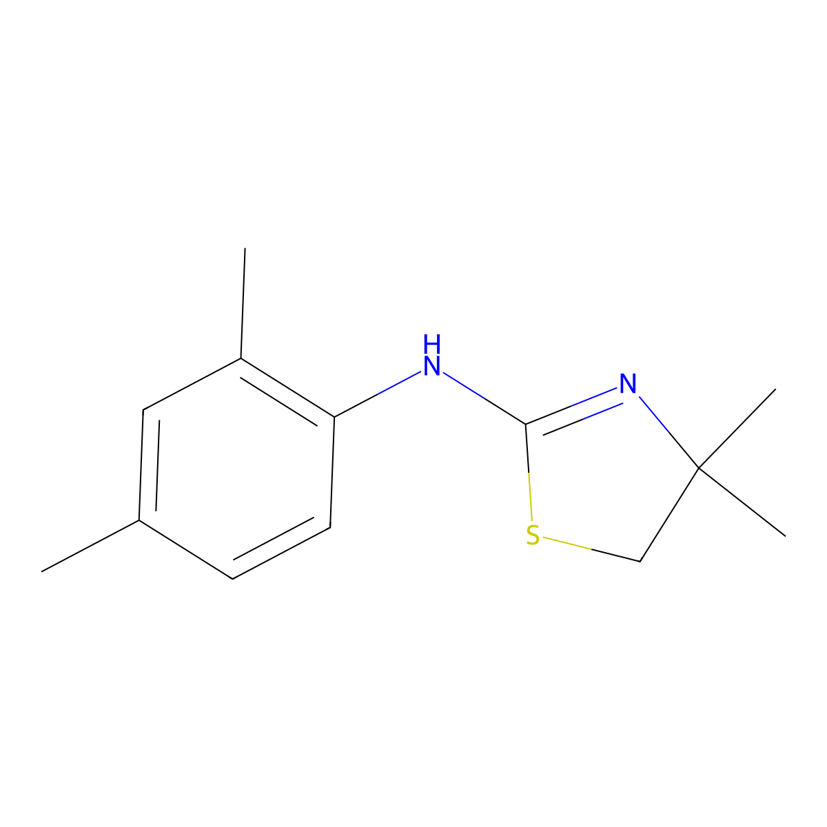 N-(2,4-dimethylphenyl)-4,4-dimethyl-4,5-dihydro-1,3-thiazol-2-amine molecular structure, CAS 519150-59-5