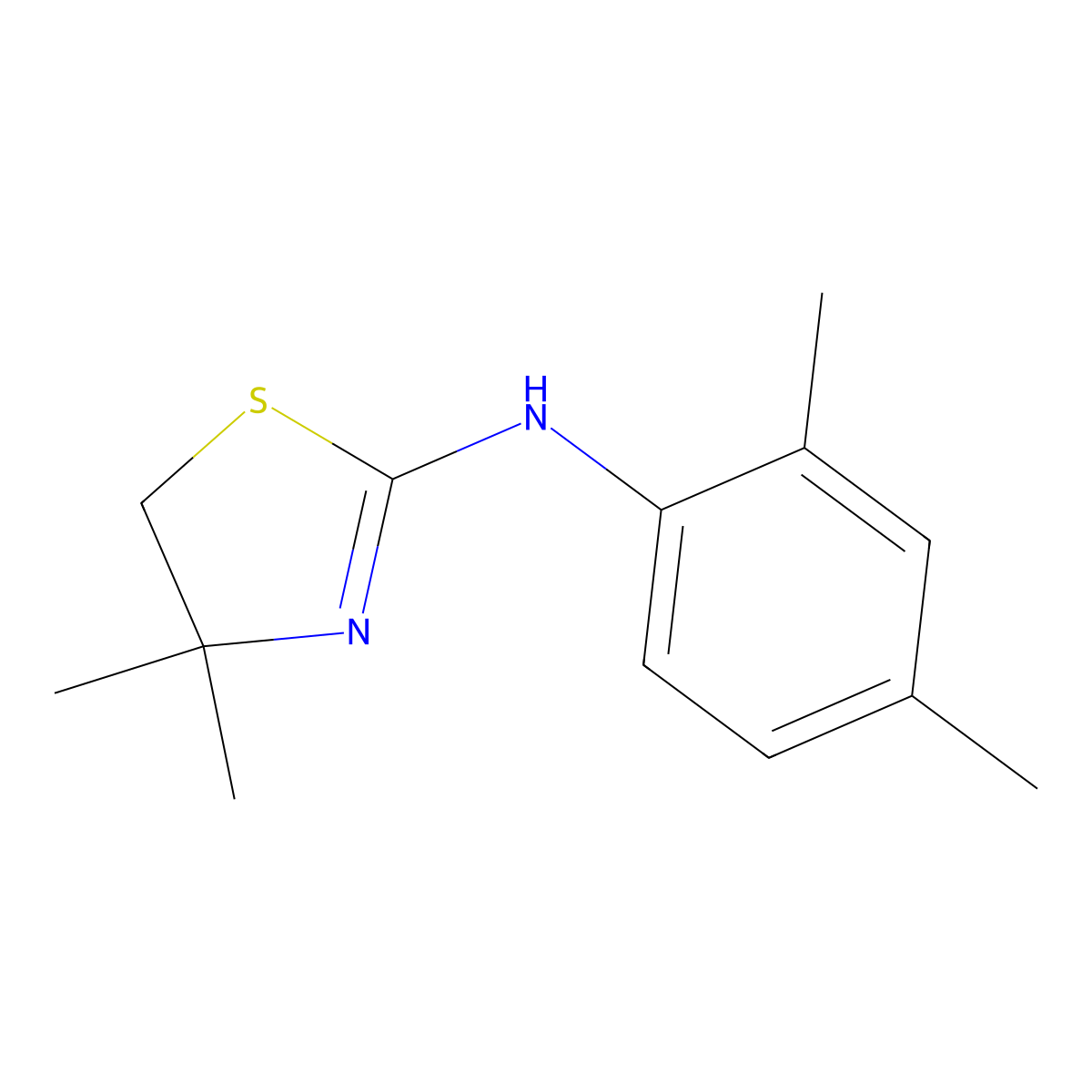 N-(2,4-dimethylphenyl)-4,4-dimethyl-4,5-dihydro-1,3-thiazol-2-amine molecular structure, CAS 519150-59-5