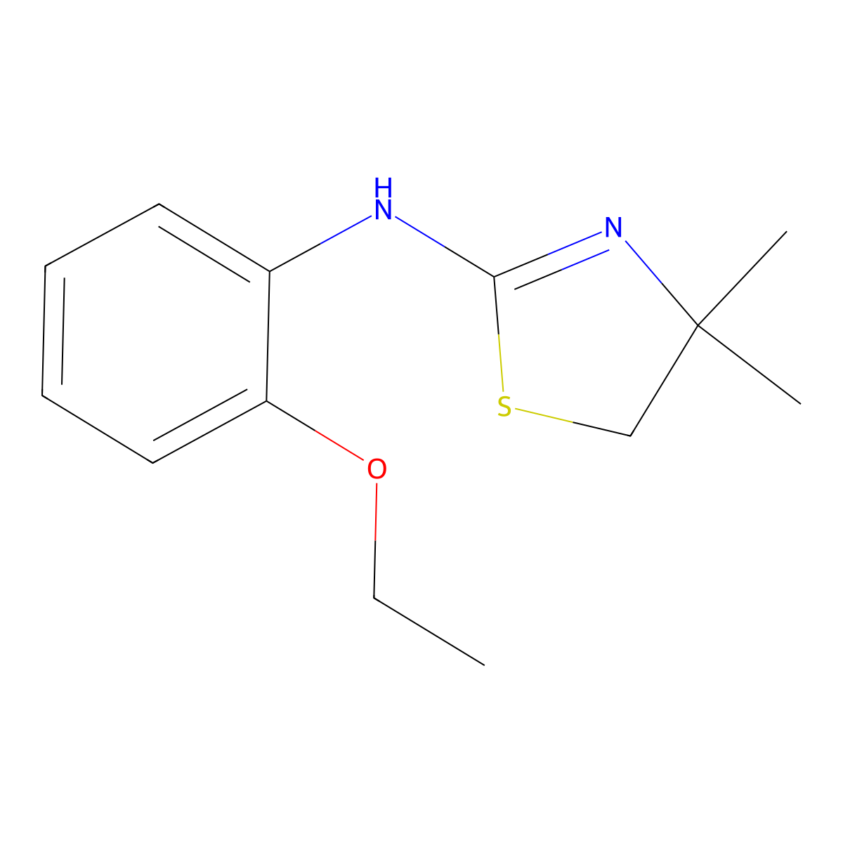 N-(2-ethoxyphenyl)-4,4-dimethyl-4,5-dihydro-1,3-thiazol-2-amine molecular structure, CAS 519150-60-8