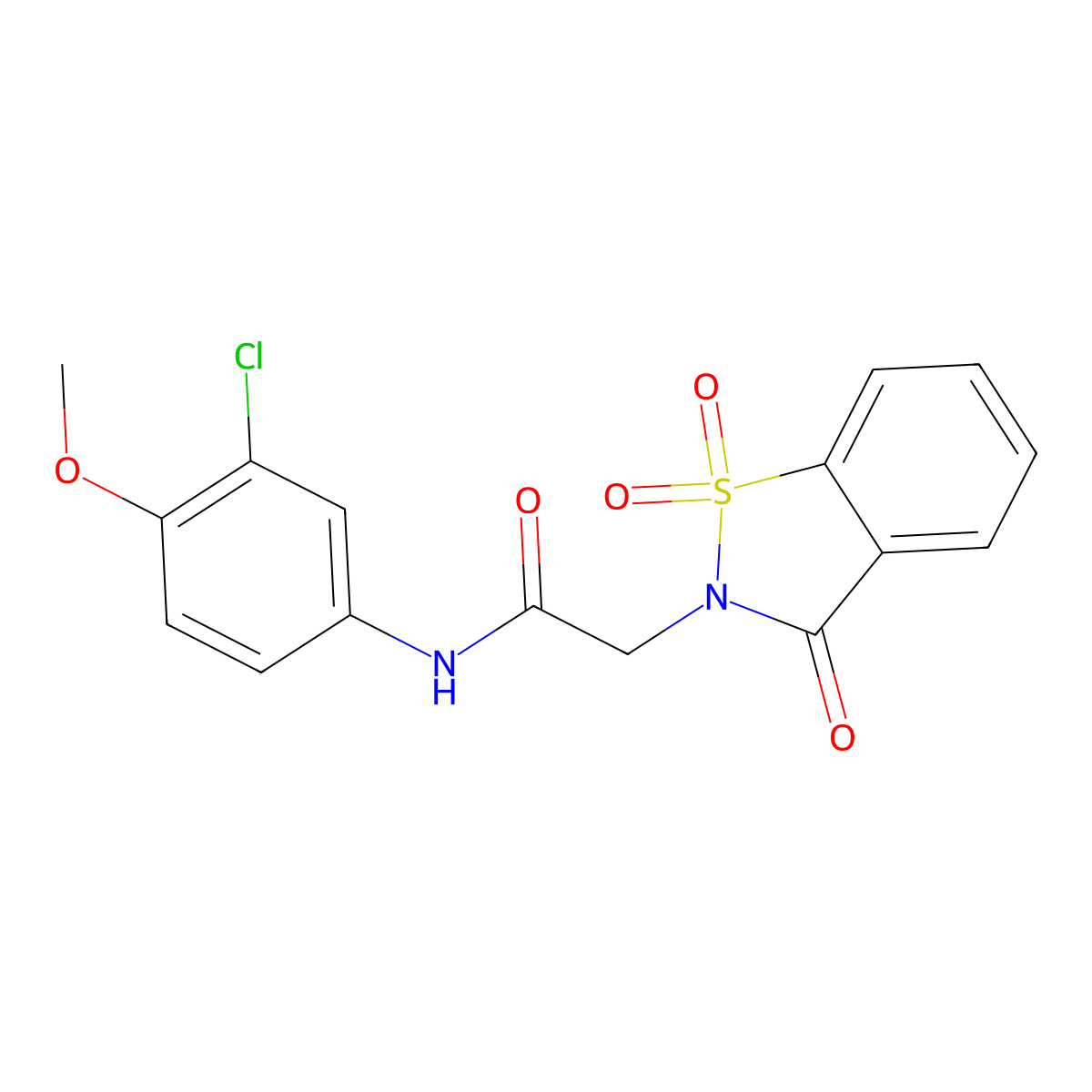N-(3-chloro-4-methoxyphenyl)-2-(1,1-dioxido-3-oxo-1,2-benzisothiazol-2(3H)-yl)acetamide molecular structure, CAS 519150-82-4