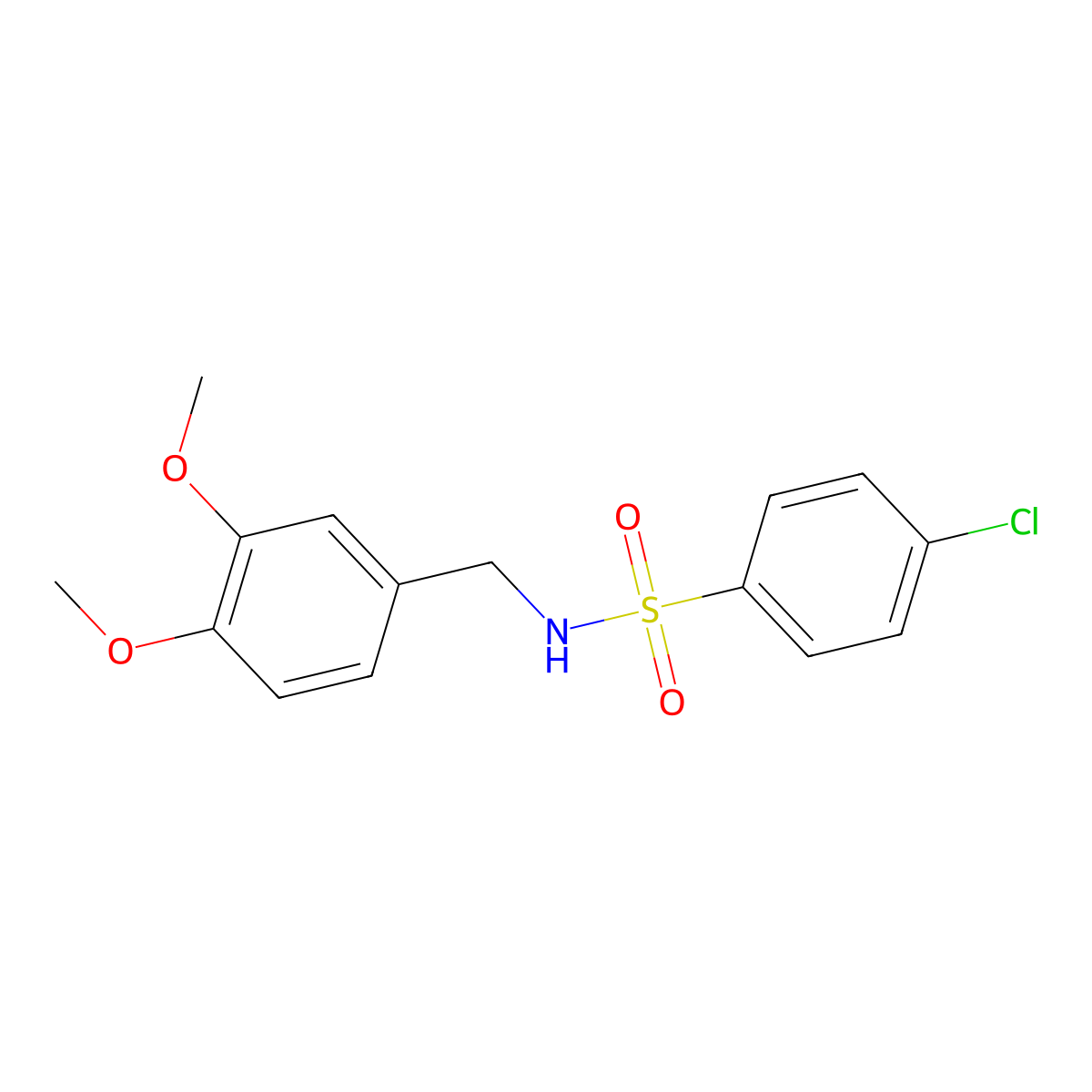 4-chloro-N-(3,4-dimethoxybenzyl)benzenesulfonamide molecular structure, CAS 519151-08-7