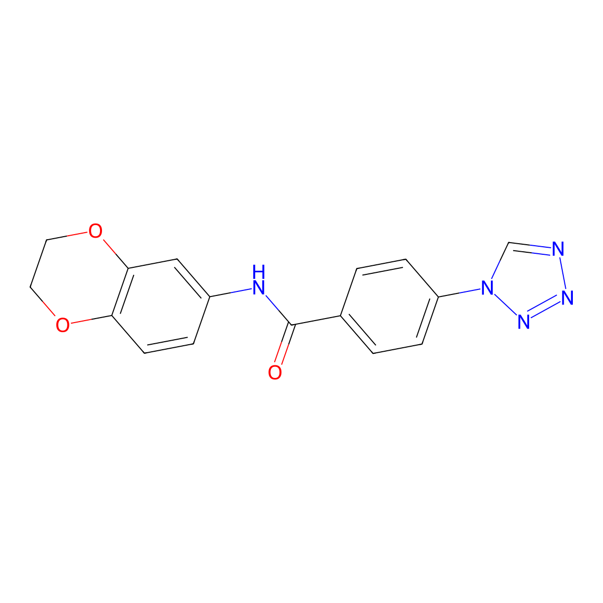N-(2,3-dihydro-1,4-benzodioxin-6-yl)-4-(1H-tetrazol-1-yl)benzamide molecular structure, CAS 519151-38-3