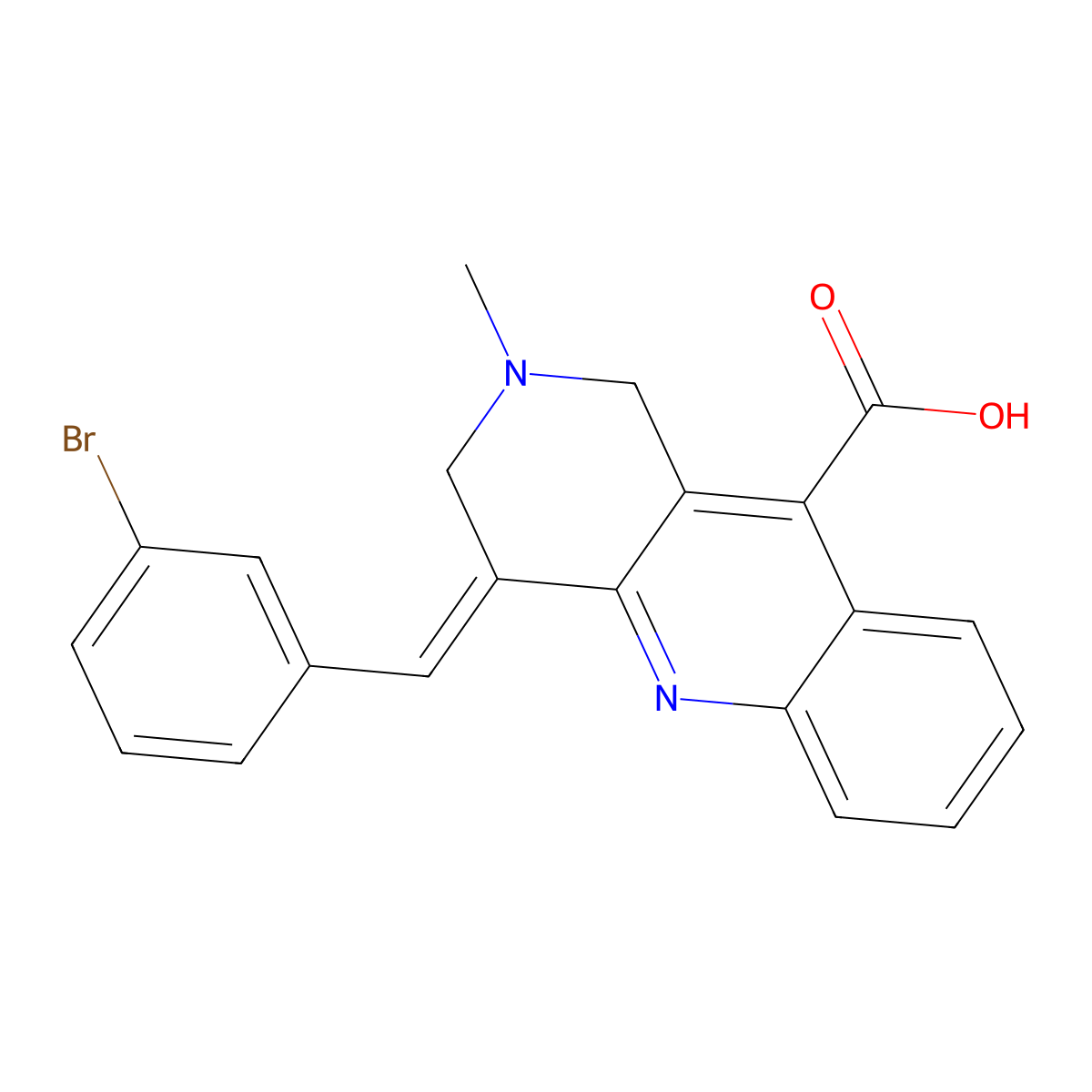 4-[(3-Bromophenyl)methylidene]-2-methyl-1,3-dihydrobenzo[b][1,6]naphthyridine-10-carboxylic acid molecular structure, CAS 519151-70-3