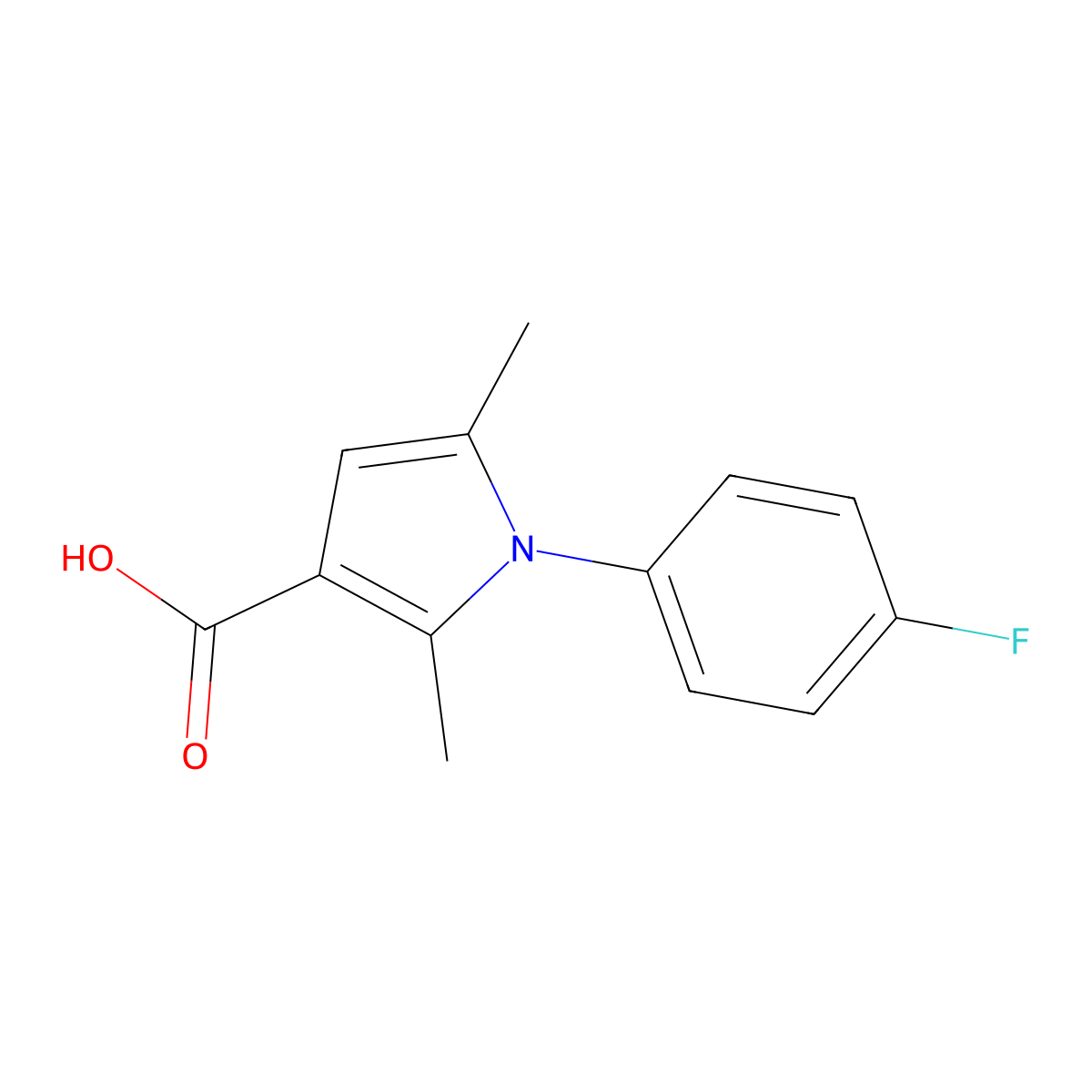1-(4-Fluorophenyl)-2,5-dimethyl-1H-pyrrole-3-carboxylic acid molecular structure, CAS 519151-74-7