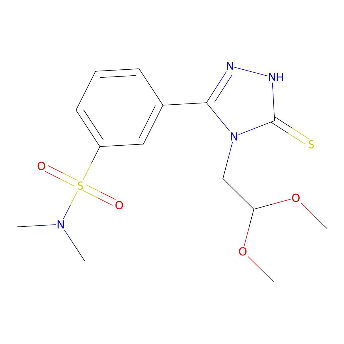 3-[4-(2,2-dimethoxyethyl)-5-sulfanyl-4H-1,2,4-triazol-3-yl]-N,N-dimethylbenzene-1-sulfonamide molecular structure, CAS 519151-93-0