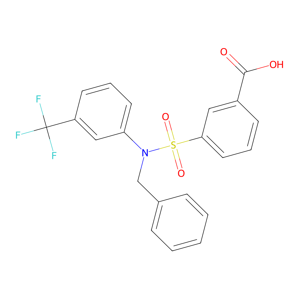 3-{Benzyl[3-(trifluoromethyl)phenyl]sulfamoyl}benzoic acid molecular structure, CAS 519152-26-2
