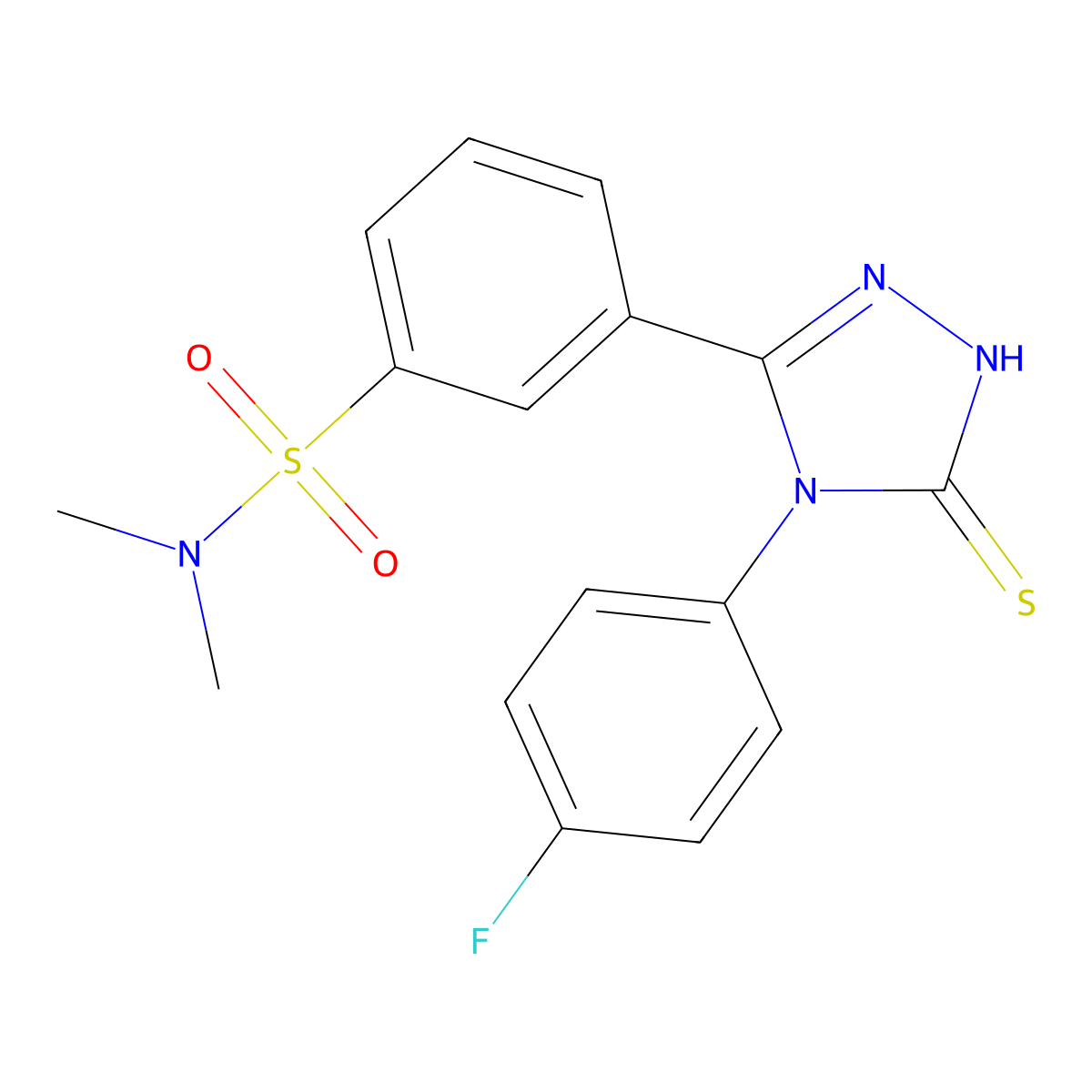 3-[4-(4-fluorophenyl)-5-sulfanyl-4H-1,2,4-triazol-3-yl]-N,N-dimethylbenzene-1-sulfonamide molecular structure, CAS 519152-65-9