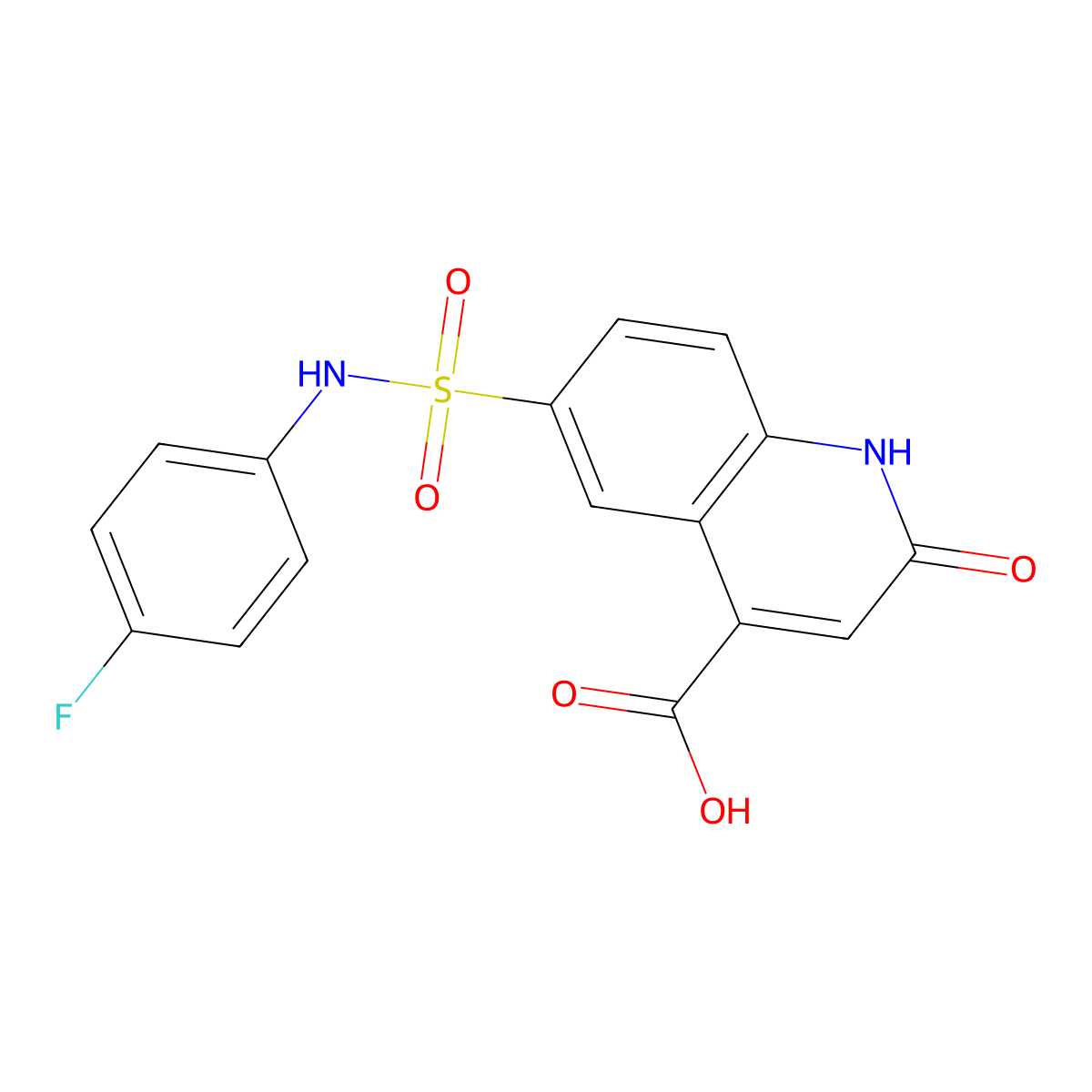 6-(4-Fluoro-phenylsulfamoyl)-2-hydroxy-quinoline-4-carboxylic acid molecular structure, CAS 519152-68-2