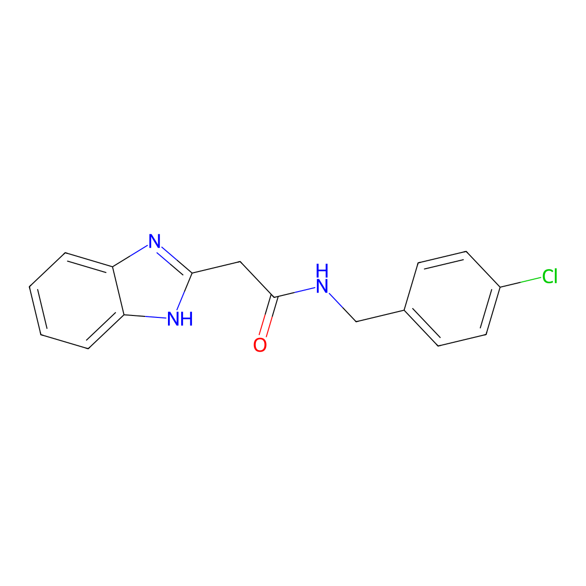 2-(1H-1,3-benzodiazol-2-yl)-N-((4-chlorophenyl)methyl)acetamide molecular structure, CAS 519152-78-4