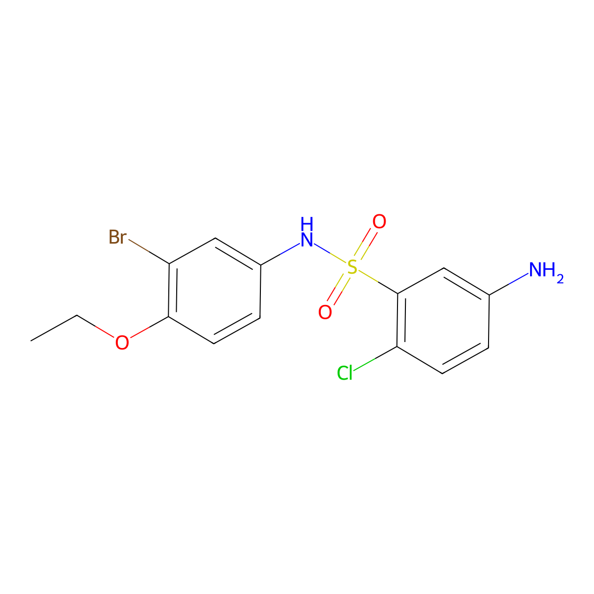 5-amino-N-(3-bromo-4-ethoxyphenyl)-2-chlorobenzene-1-sulfonamide molecular structure, CAS 519152-82-0