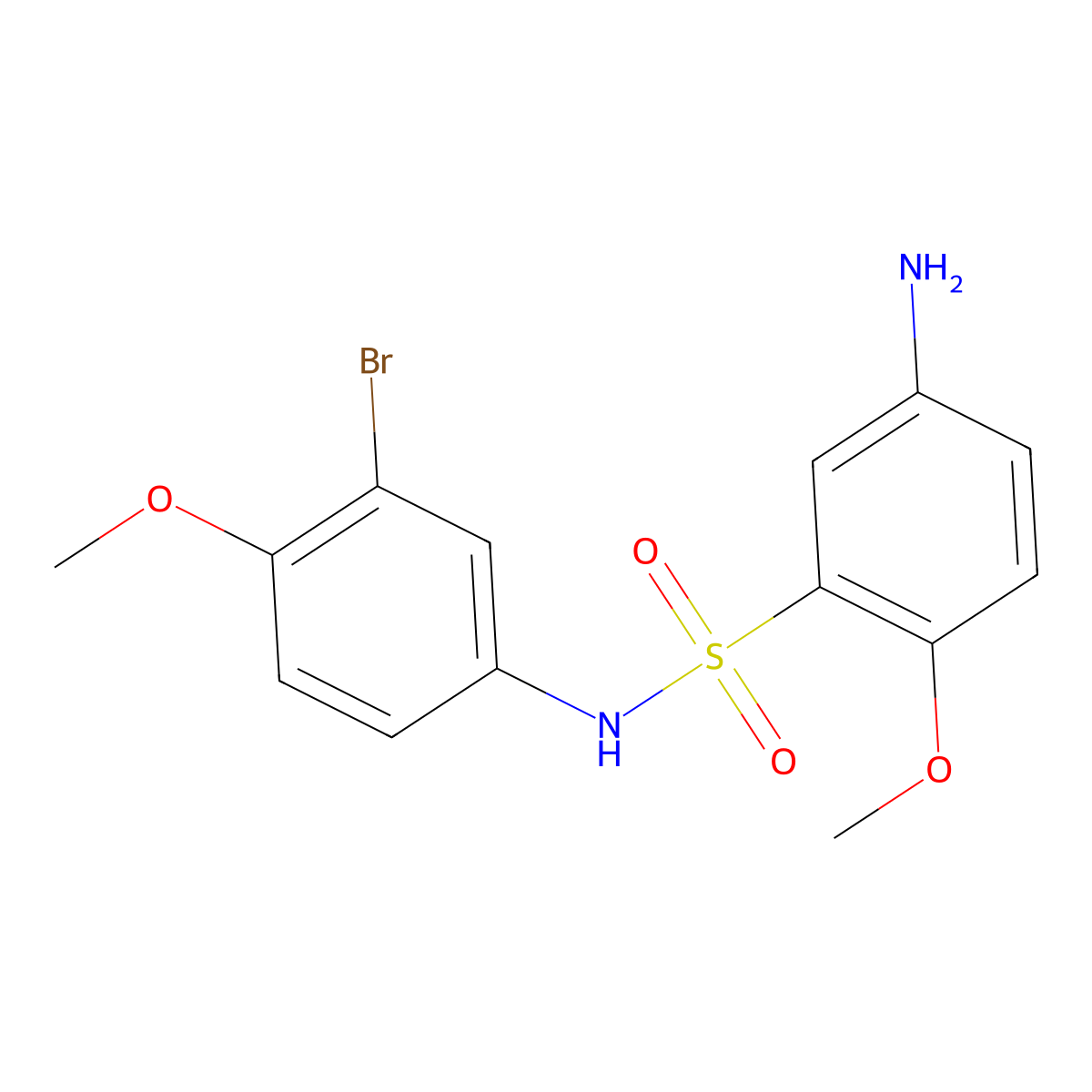 5-amino-N-(3-bromo-4-methoxyphenyl)-2-methoxybenzene-1-sulfonamide molecular structure, CAS 519152-87-5