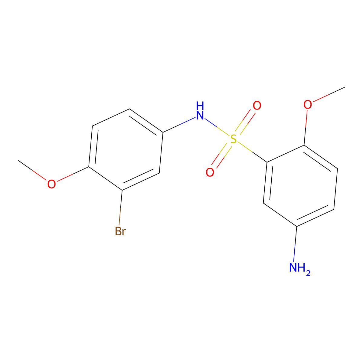 5-amino-N-(3-bromo-4-methoxyphenyl)-2-methoxybenzene-1-sulfonamide molecular structure, CAS 519152-87-5
