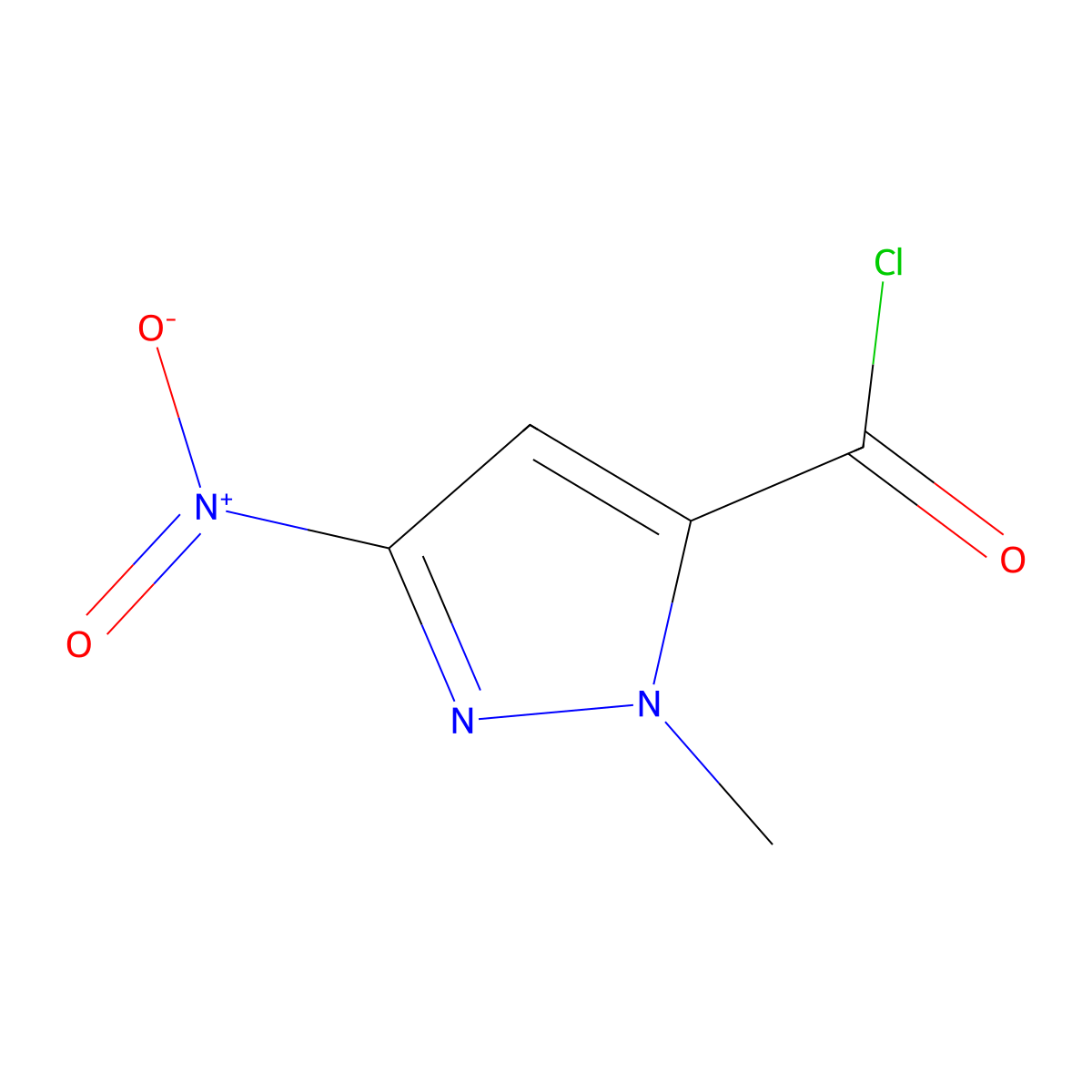 1-Methyl-3-nitro-1H-pyrazole-5-carbonyl chloride molecular structure, CAS 519165-02-7